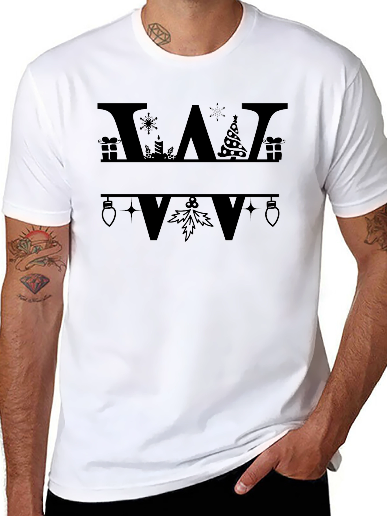 Festive Initial W Christmas T-Shirt
