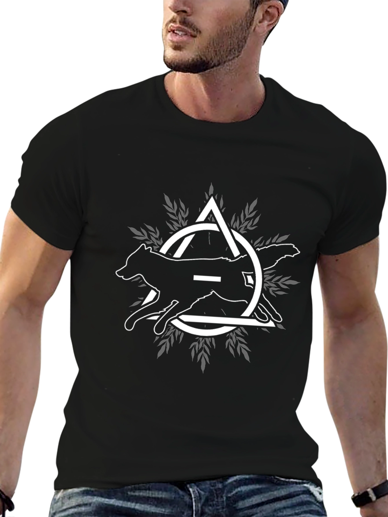 Wolf Graphic Tee - Circle and Triangle Design