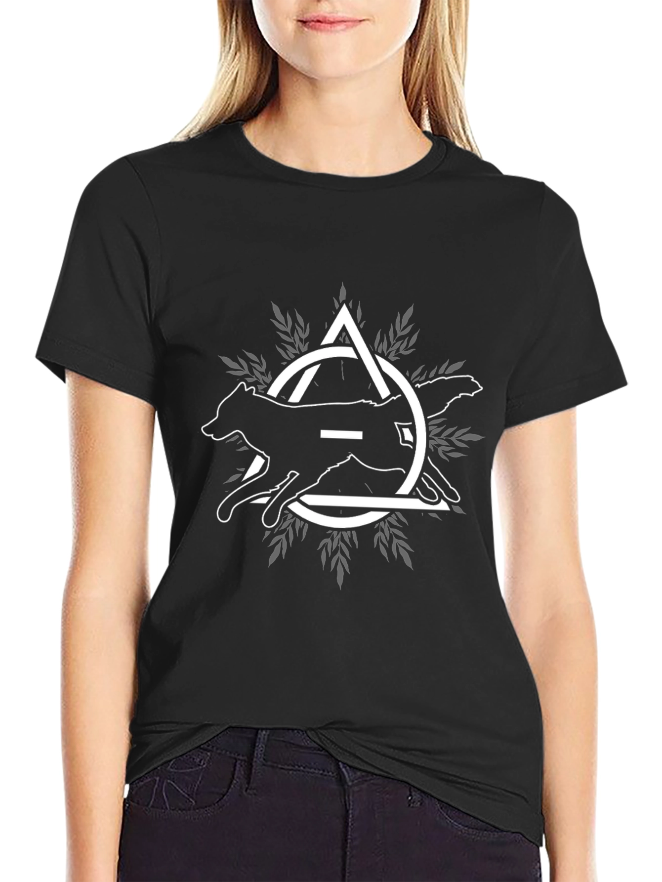 Wolf Graphic Tee - Circle and Triangle Design