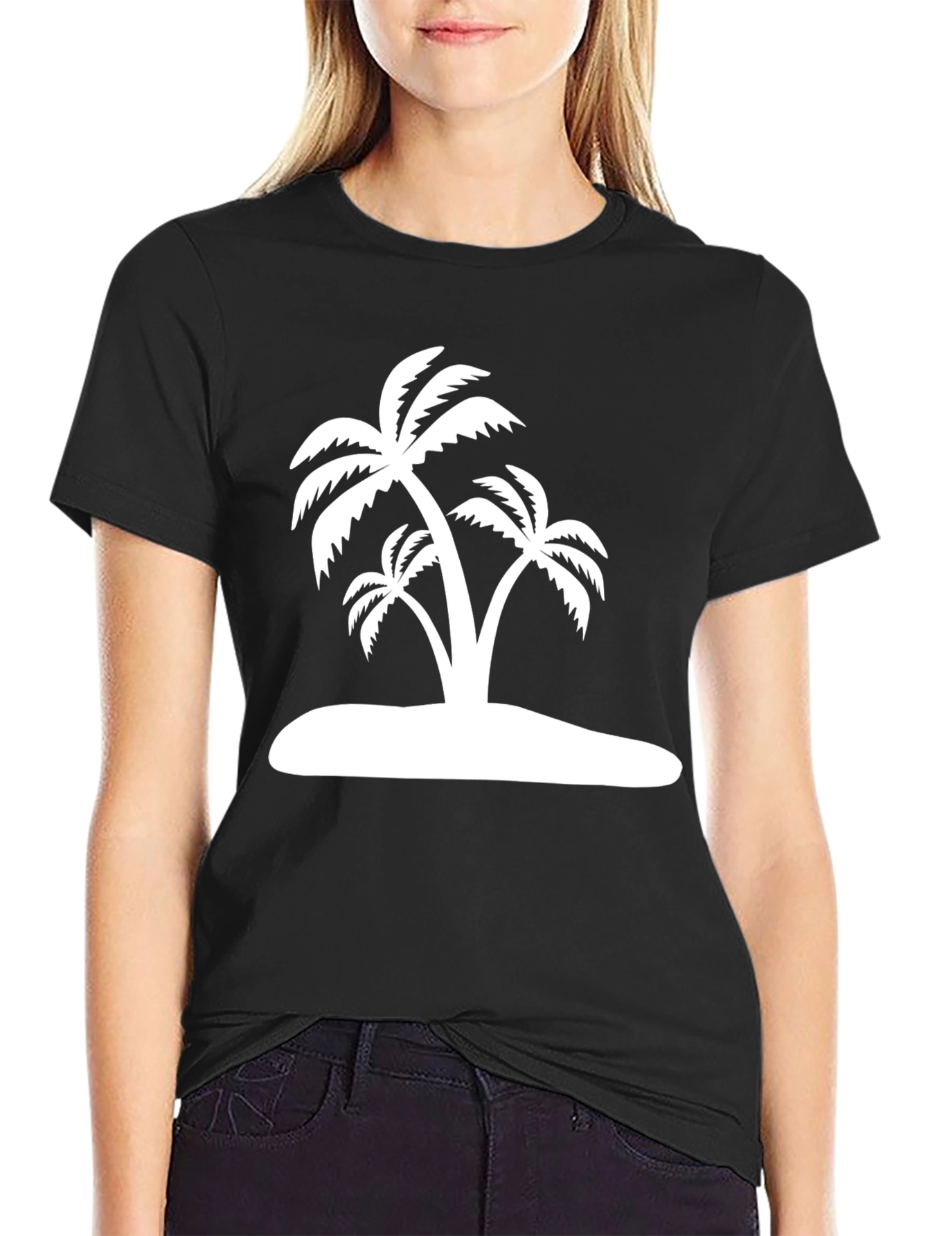 Island Palm Tree Graphic Tee - Black