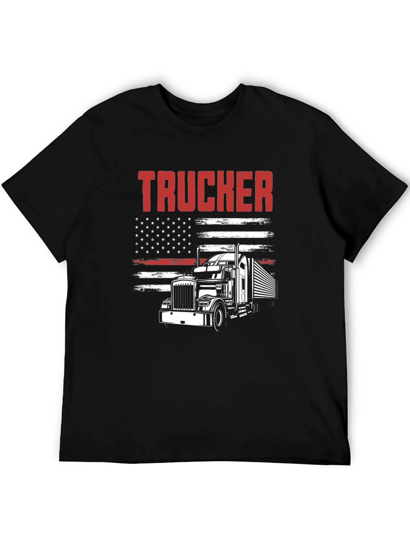Trucker Graphic T-Shirt - American Flag Design