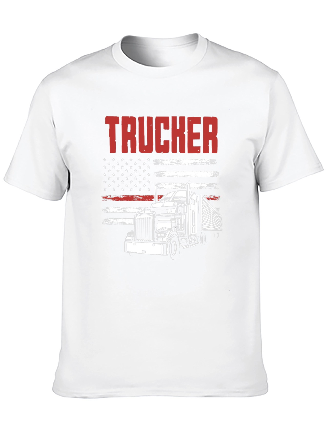 Trucker Graphic T-Shirt - American Flag Design