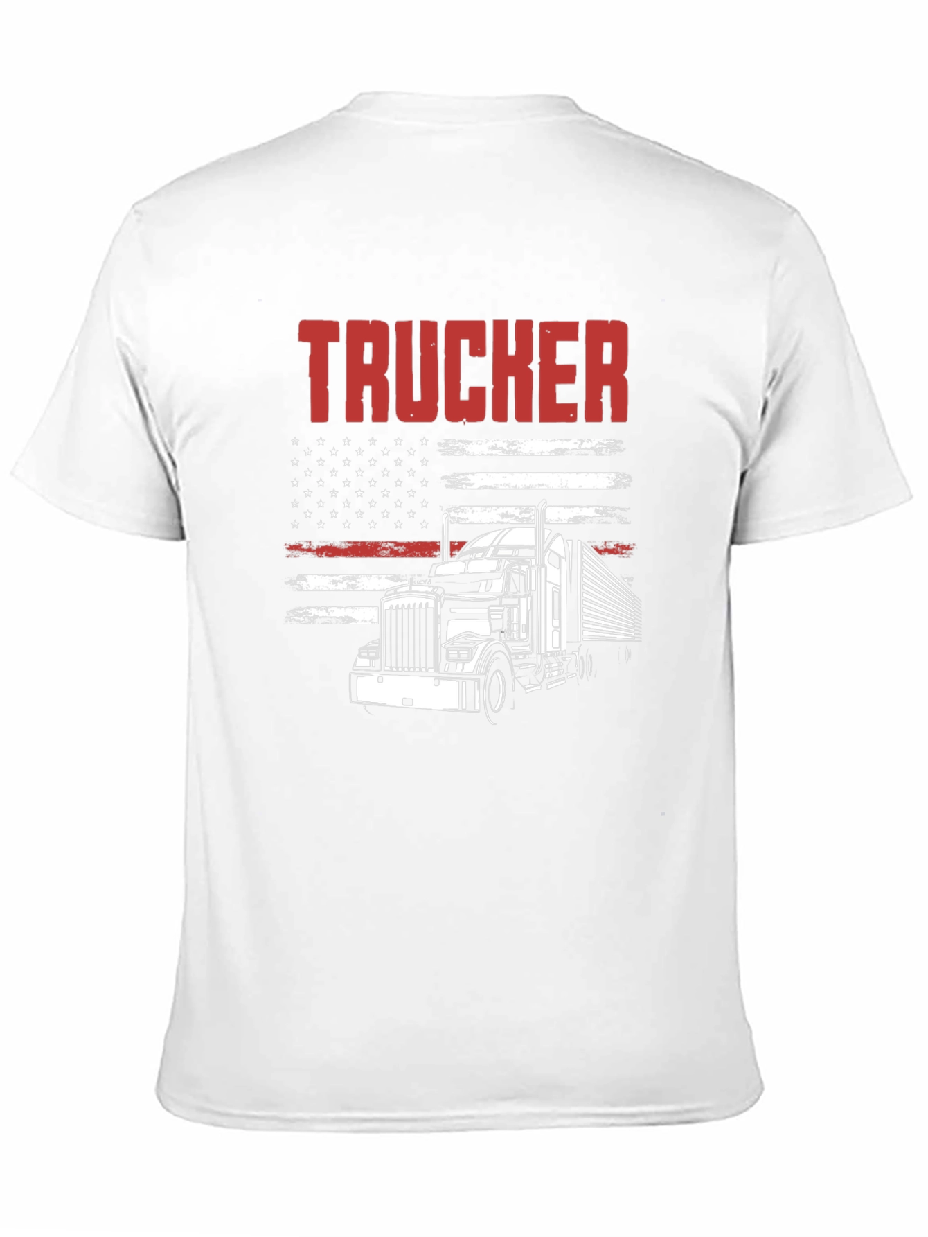 Trucker Graphic T-Shirt - American Flag Design