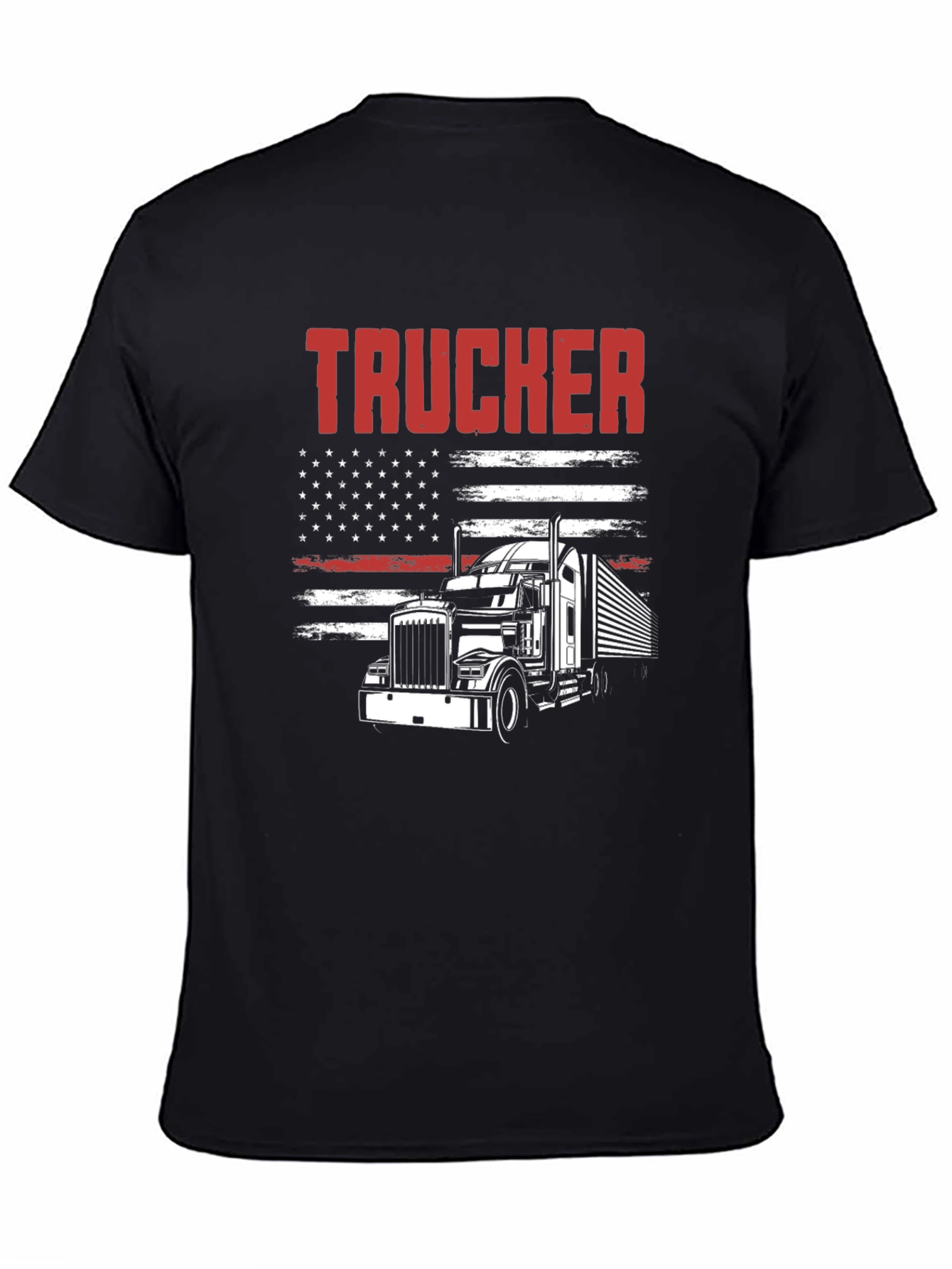 Trucker Graphic T-Shirt - American Flag Design
