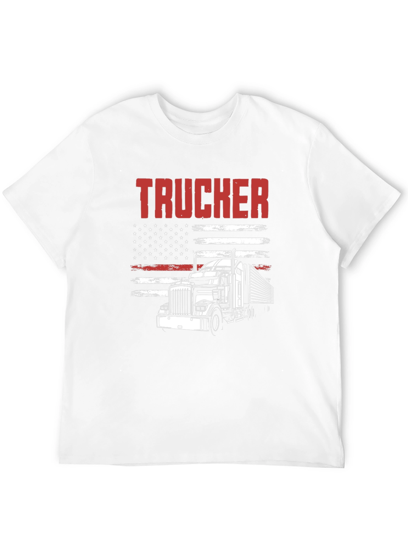 Trucker Graphic T-Shirt - American Flag Design