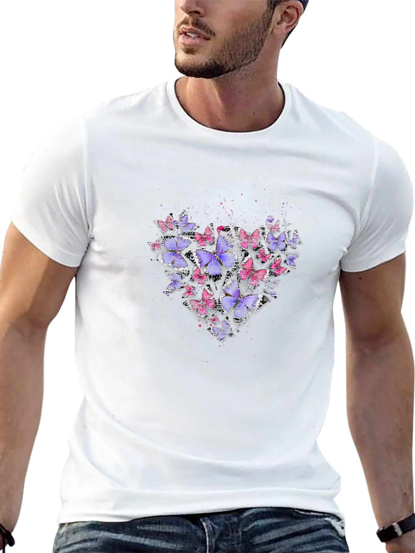 Butterfly Heart Graphic Tee - Stylish Black Shirt