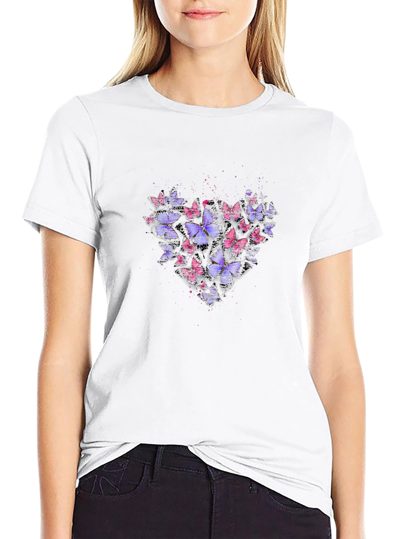 Butterfly Heart Graphic Tee - Stylish Black Shirt