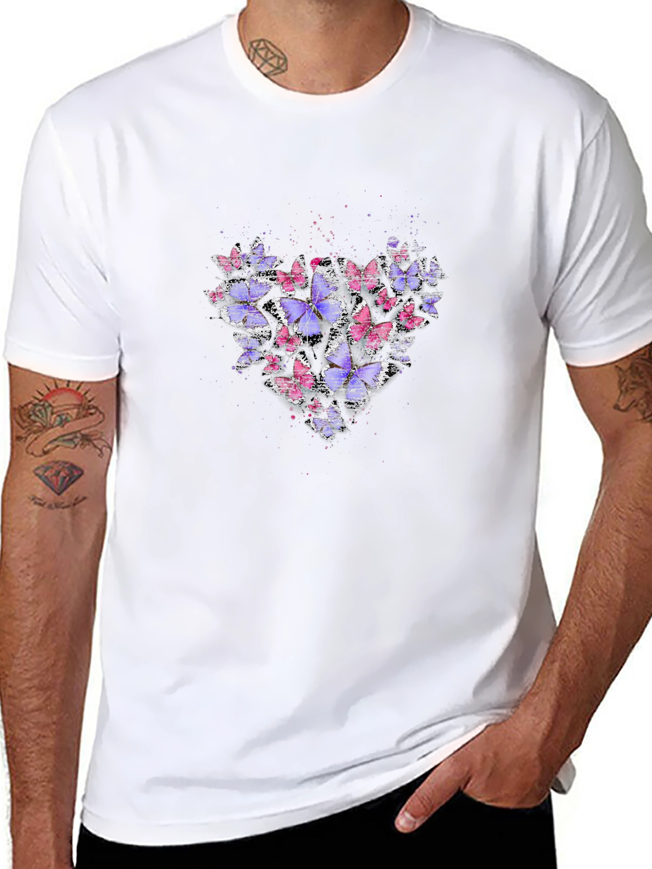 Butterfly Heart Graphic Tee - Stylish Black Shirt
