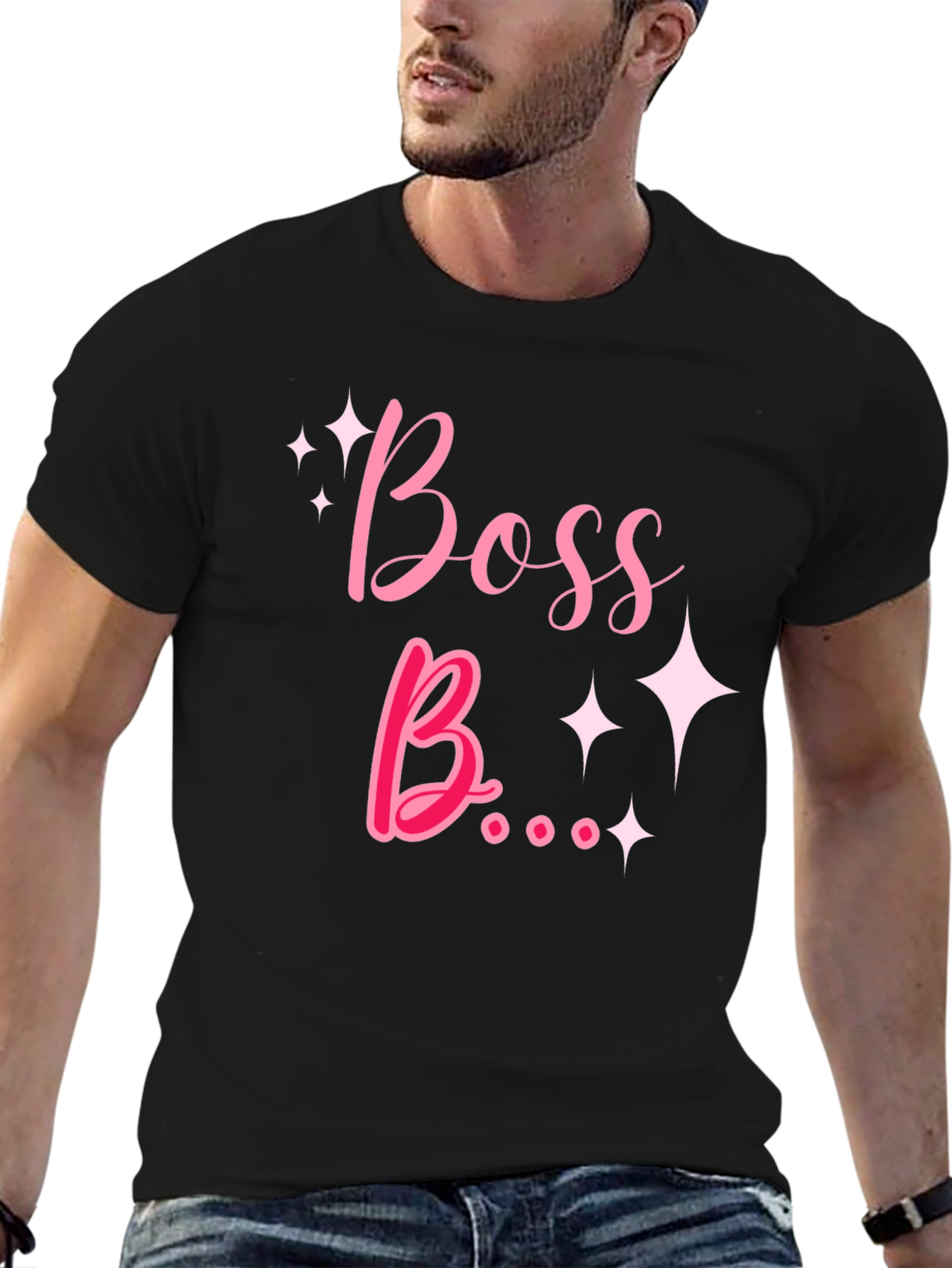 Boss B T-Shirt - Black Tee with Pink Graphic