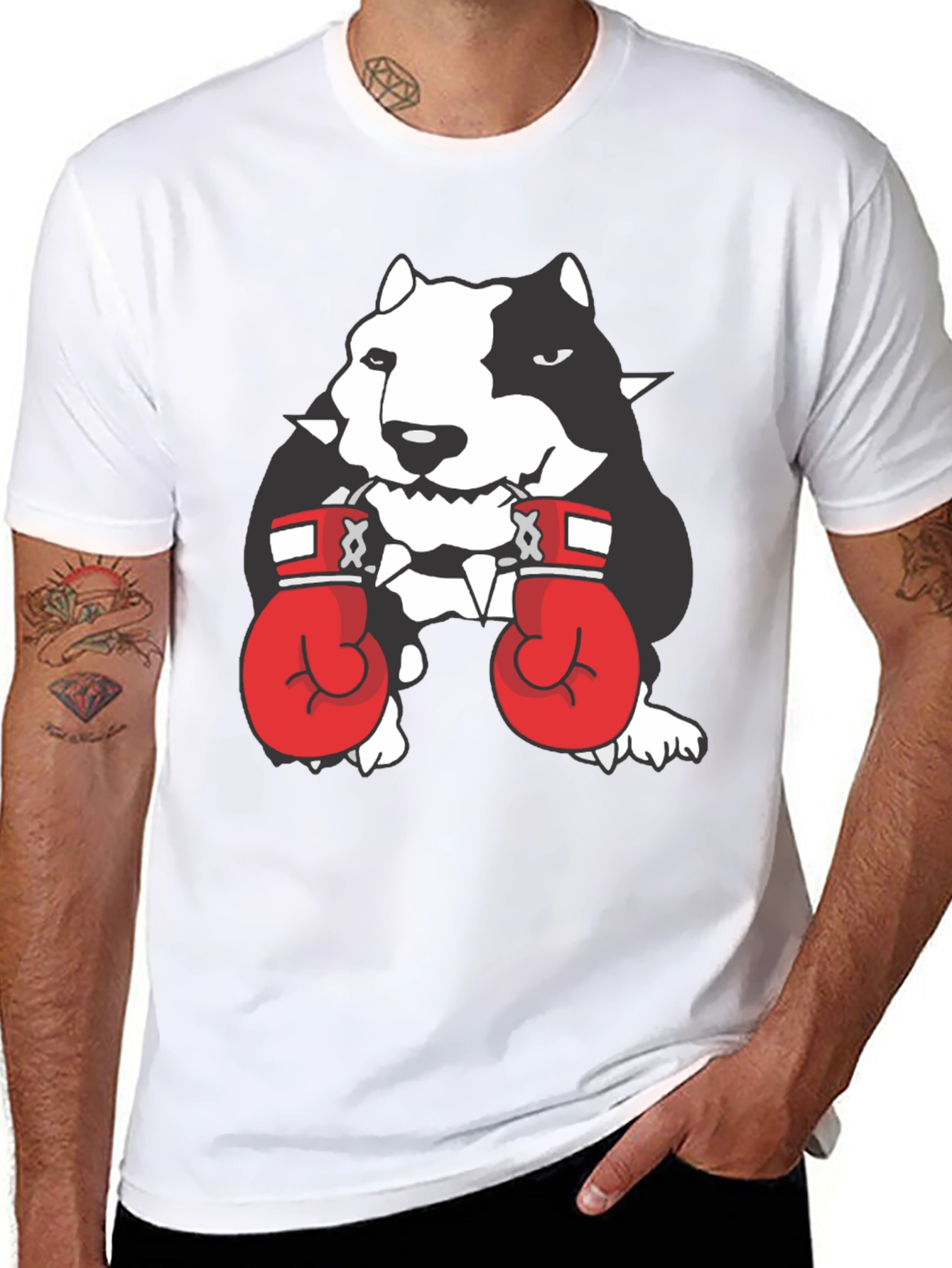 Dog Boxer Graphic Tee - Black Cotton T-Shirt