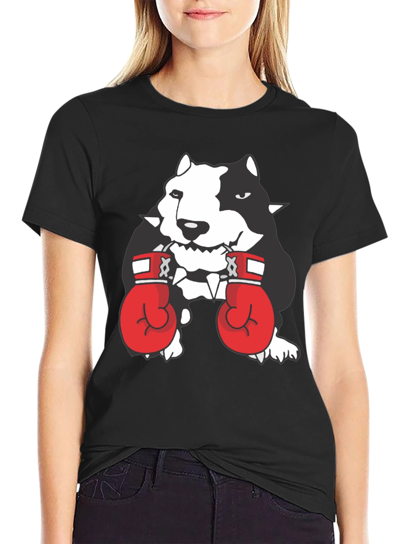 Dog Boxer Graphic Tee - Black Cotton T-Shirt
