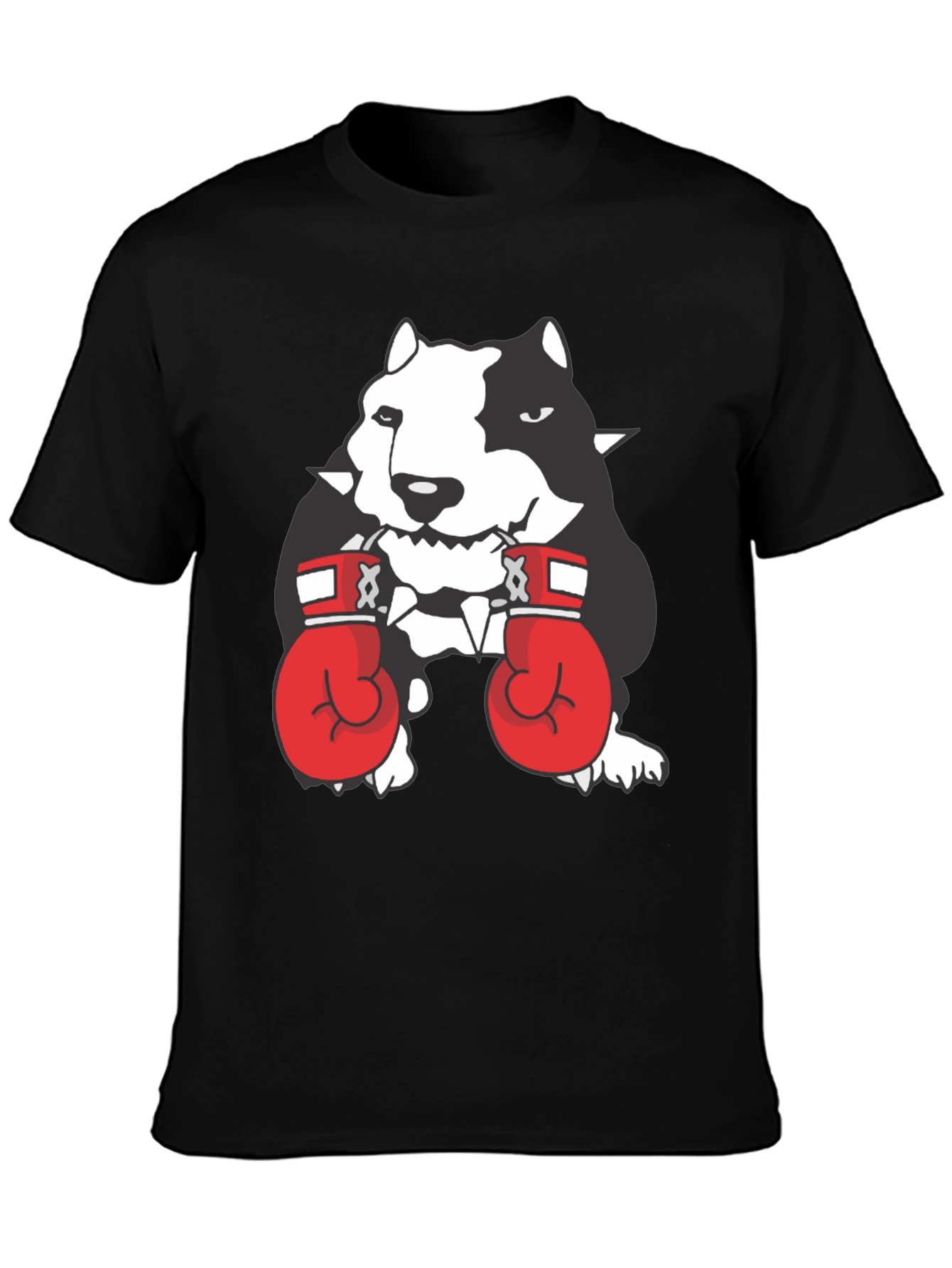 Dog Boxer Graphic Tee - Black Cotton T-Shirt