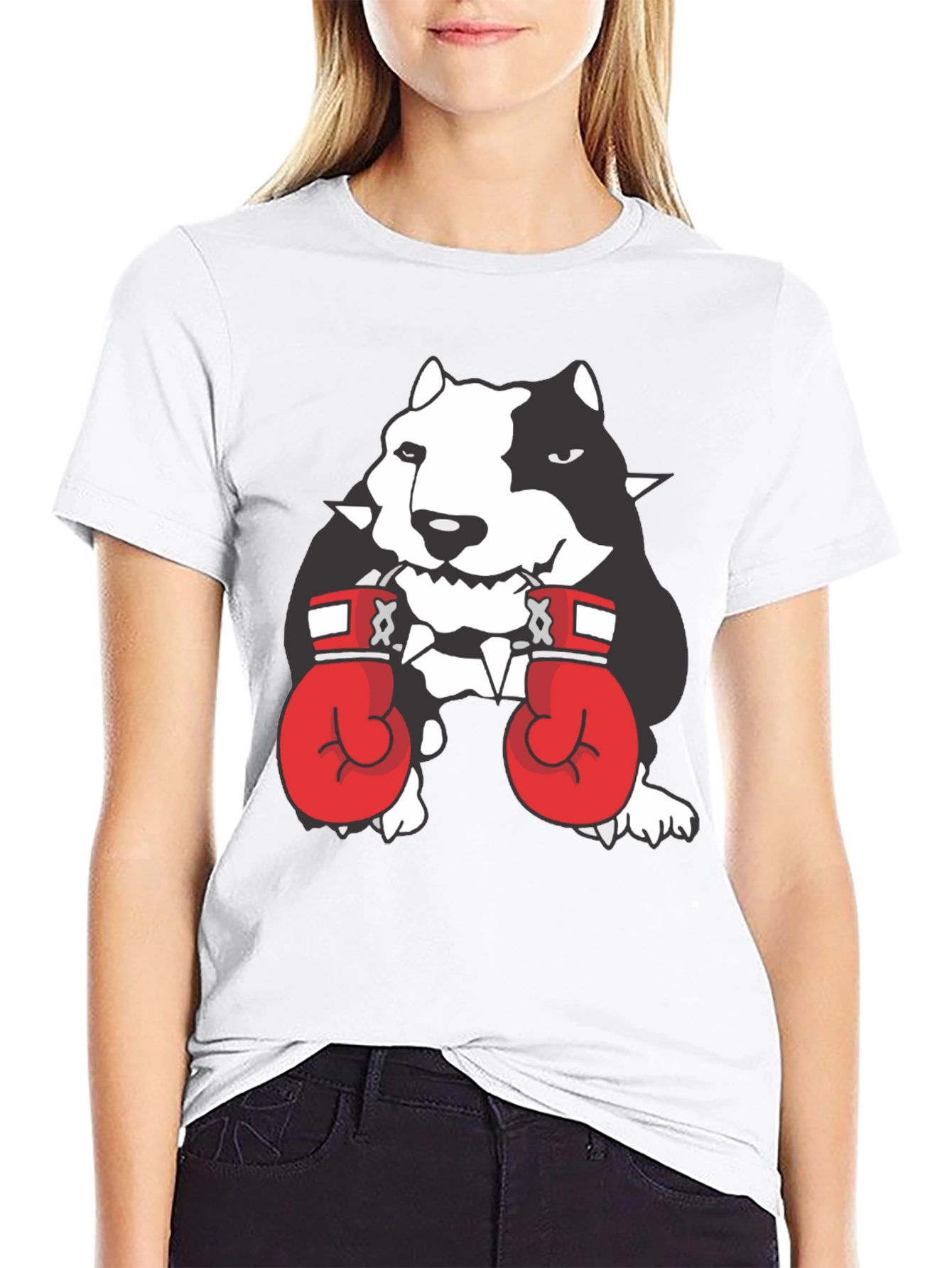 Dog Boxer Graphic Tee - Black Cotton T-Shirt