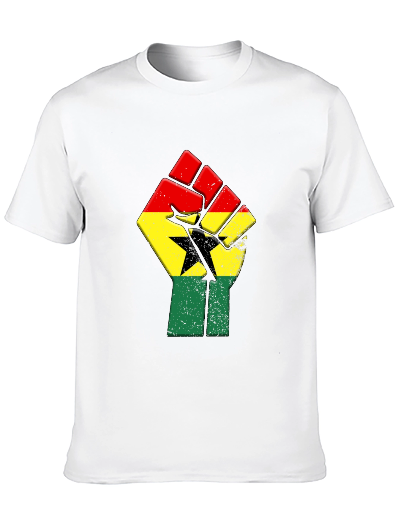 Ghana Flag Fist Graphic T-Shirt - Black