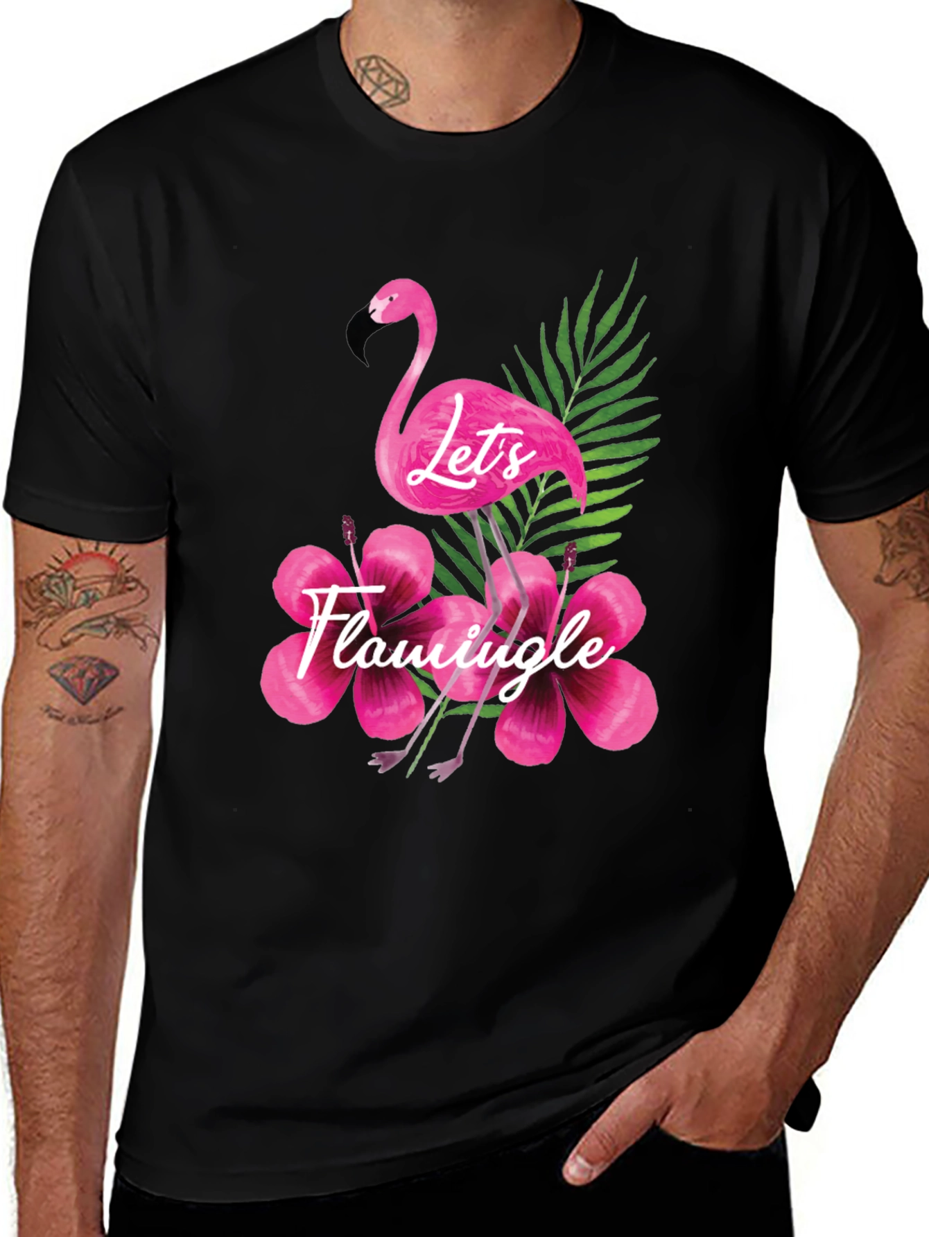 Lets Flamingle Black T-Shirt