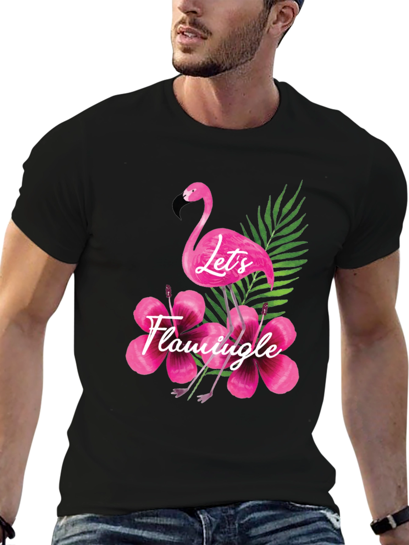 Lets Flamingle Black T-Shirt
