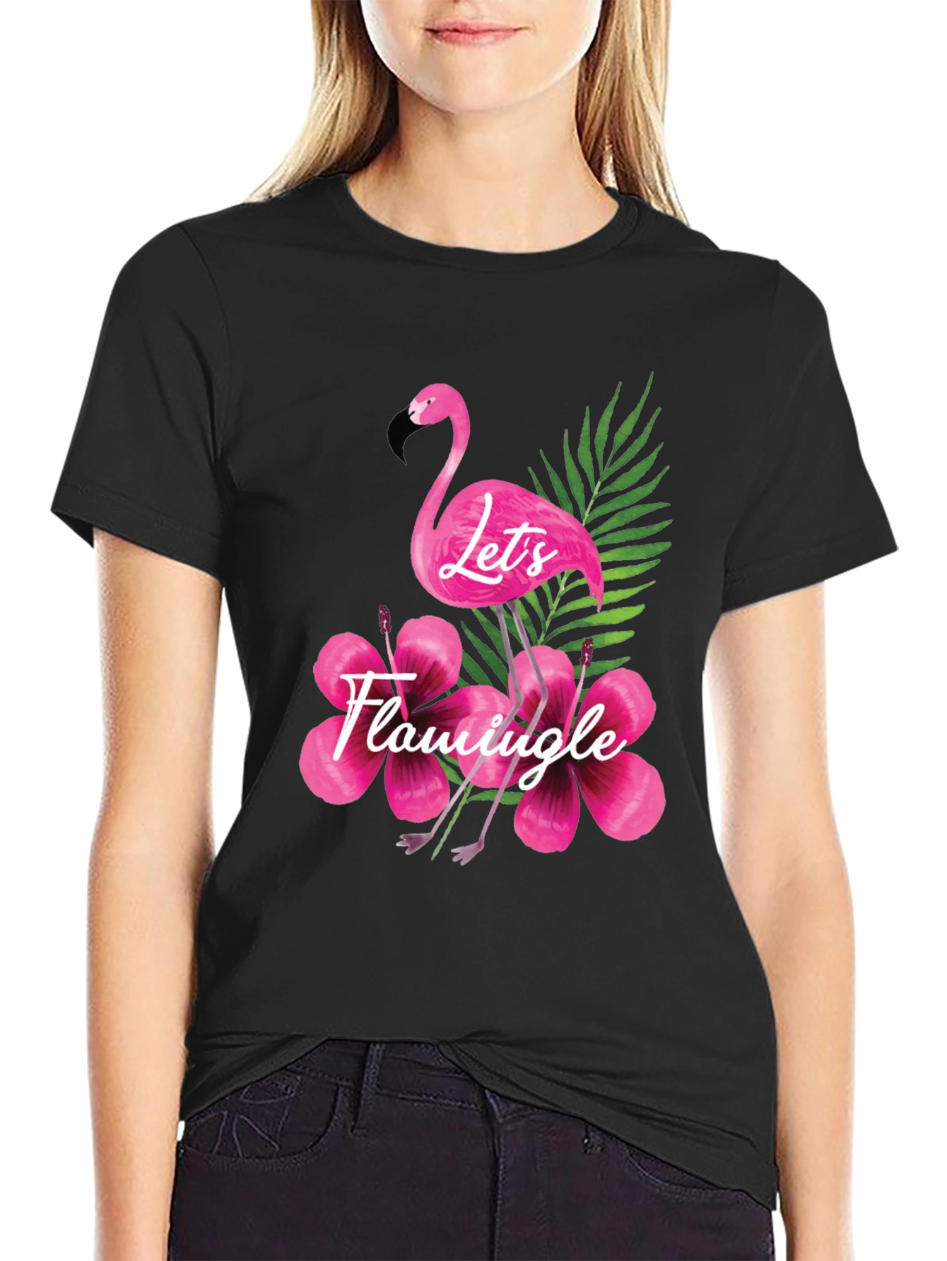 Lets Flamingle Black T-Shirt