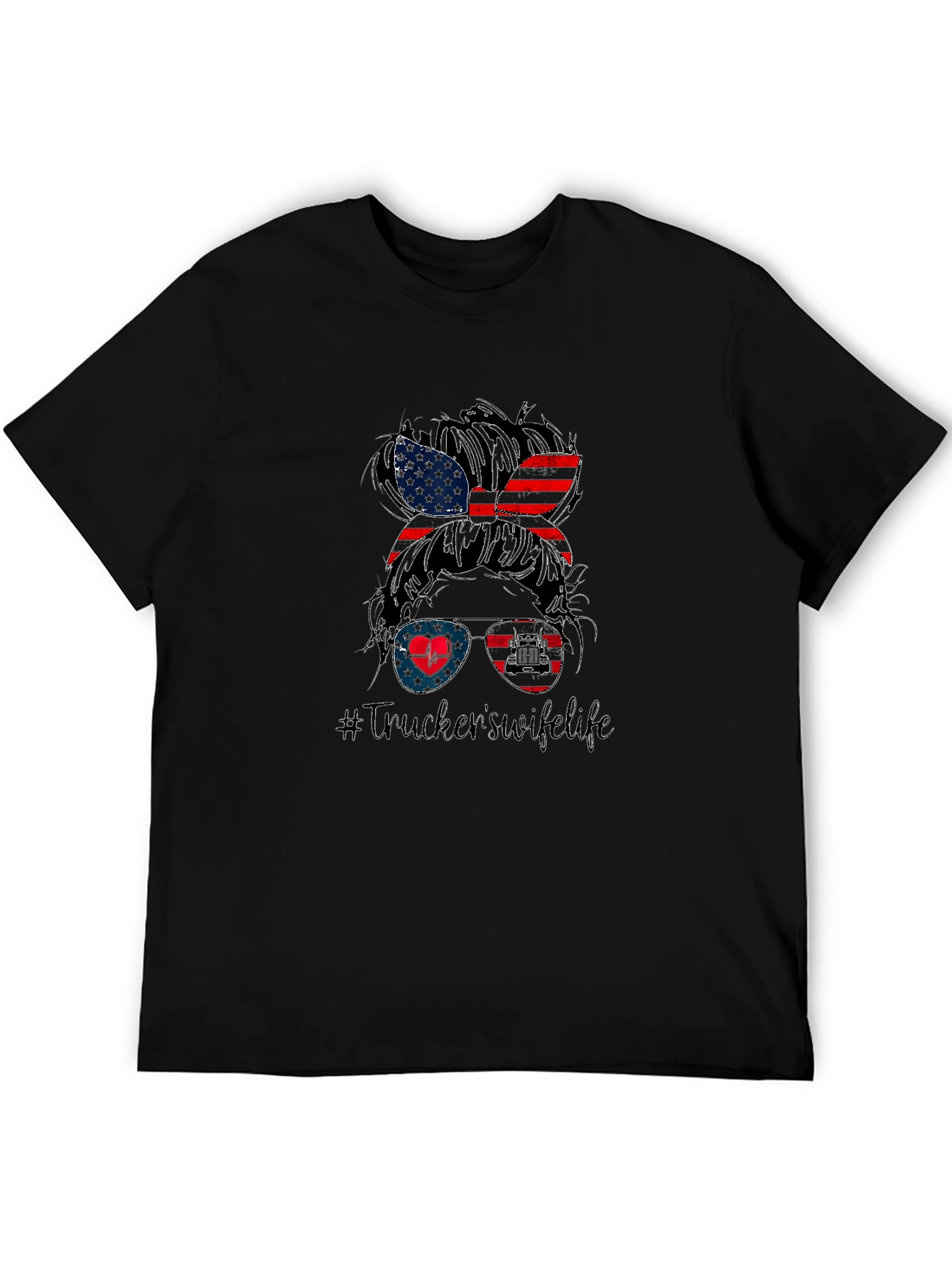 Trucker Wife Life Messy Bun T-Shirt