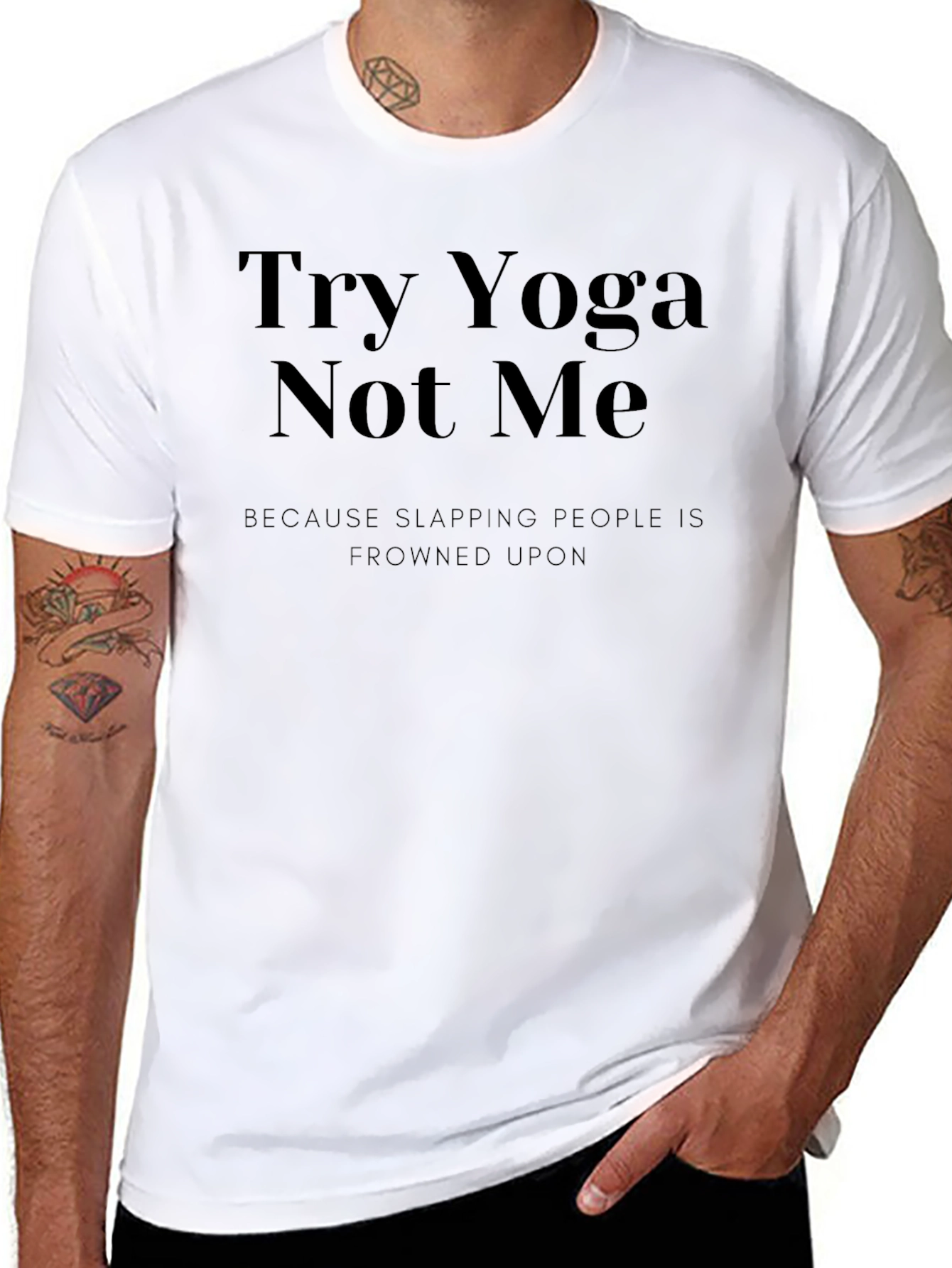 Try Yoga Not Me Black Graphic Tee