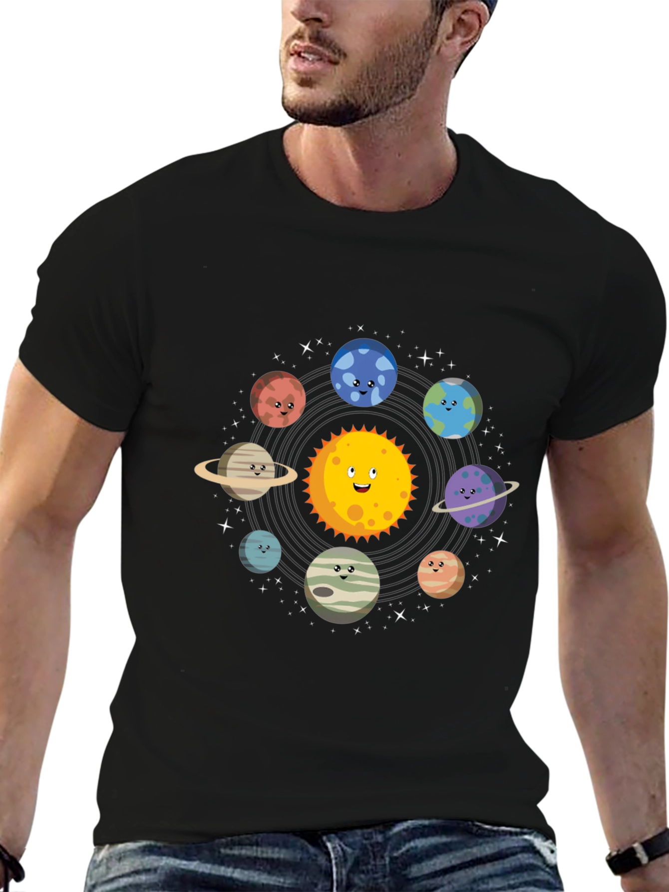 Solar System Graphic Print Mens T-Shirt