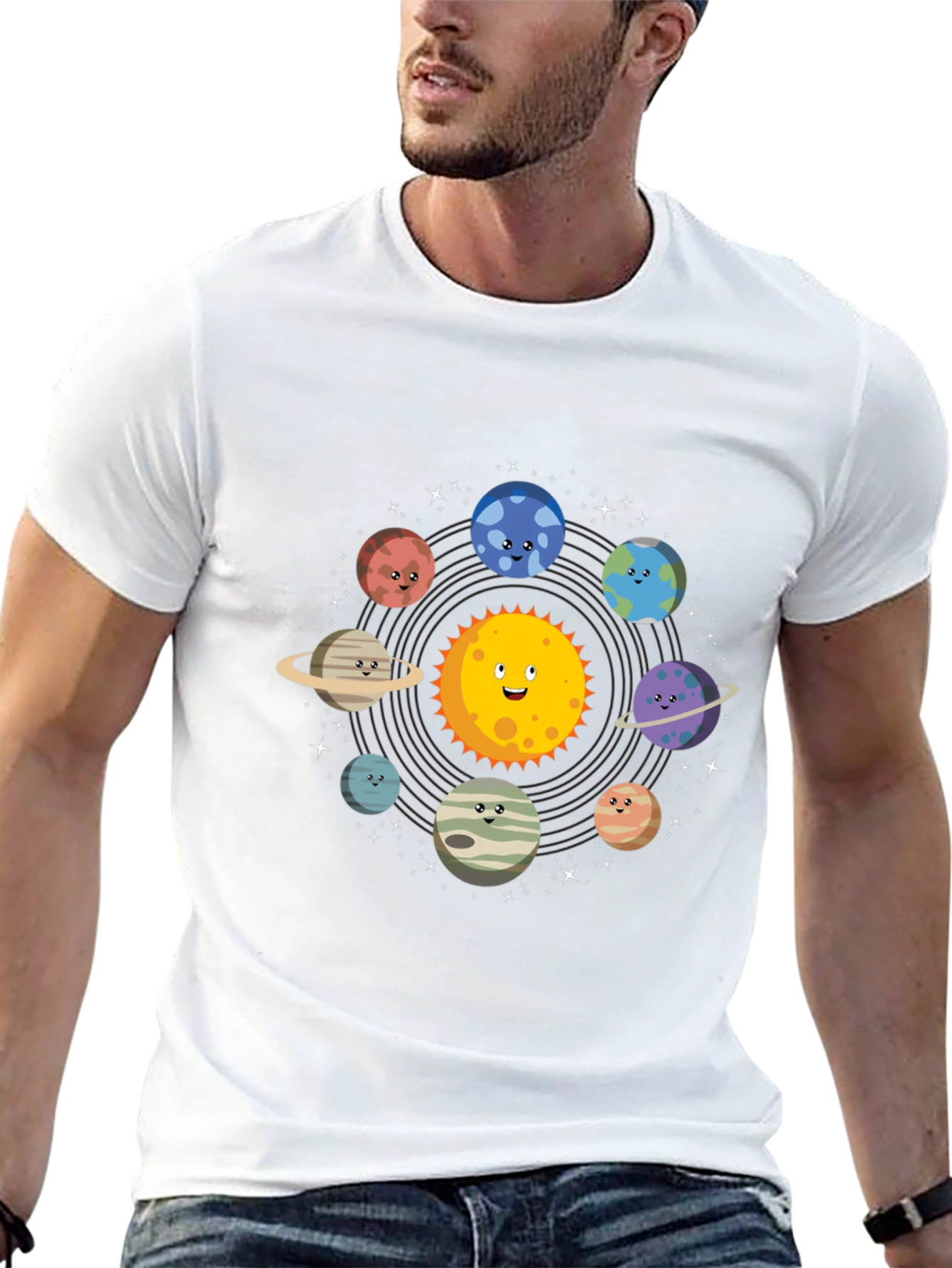 Solar System Graphic Print Mens T-Shirt