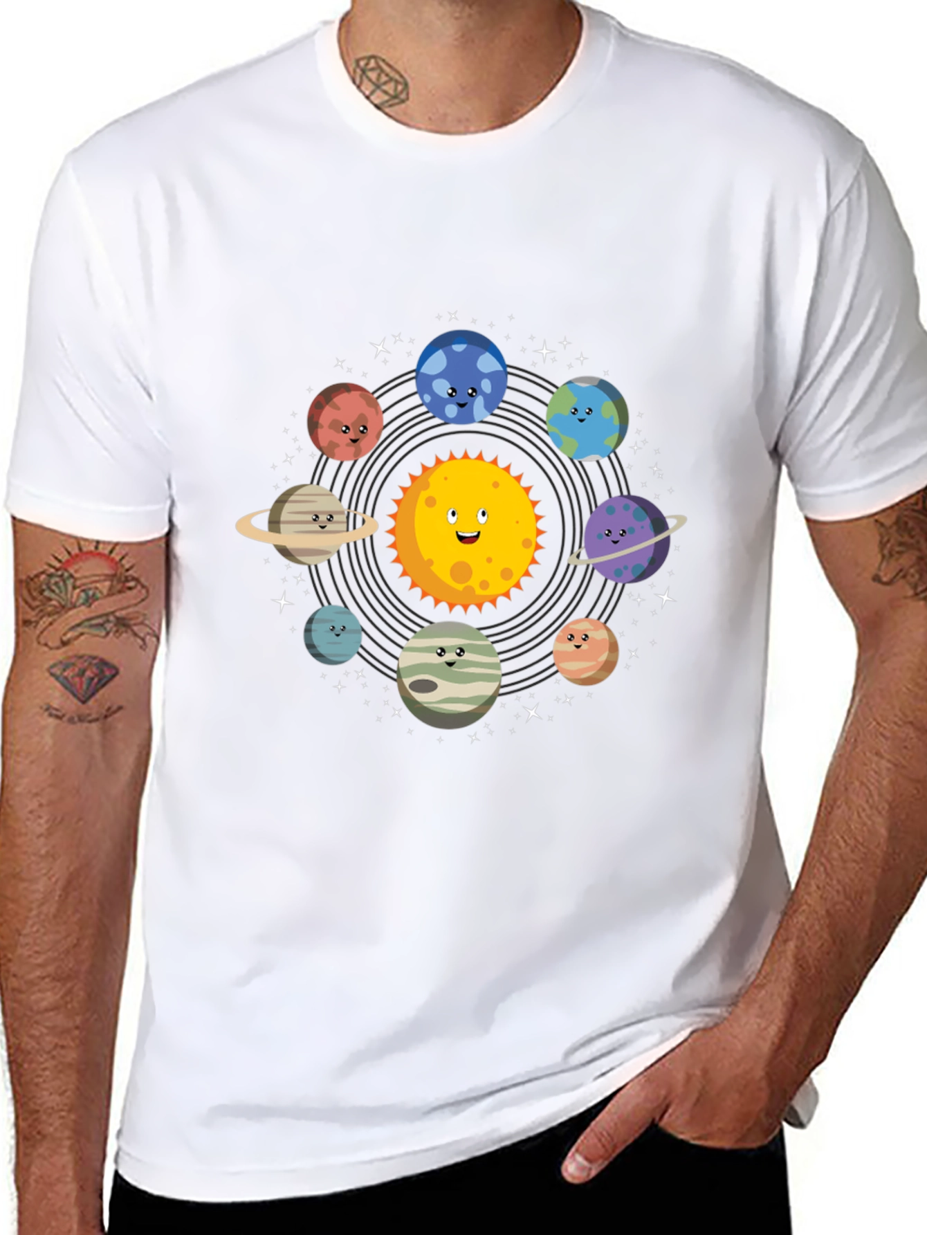Solar System Graphic Print Mens T-Shirt