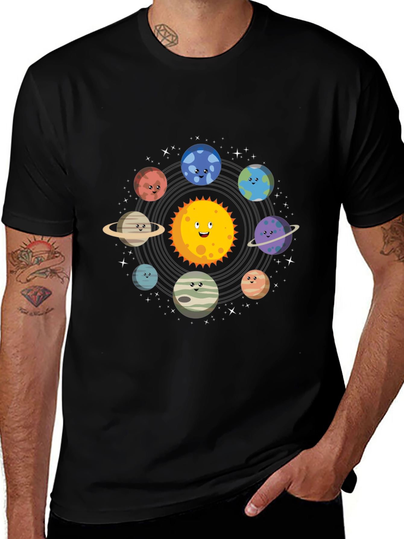 Solar System Graphic Print Mens T-Shirt
