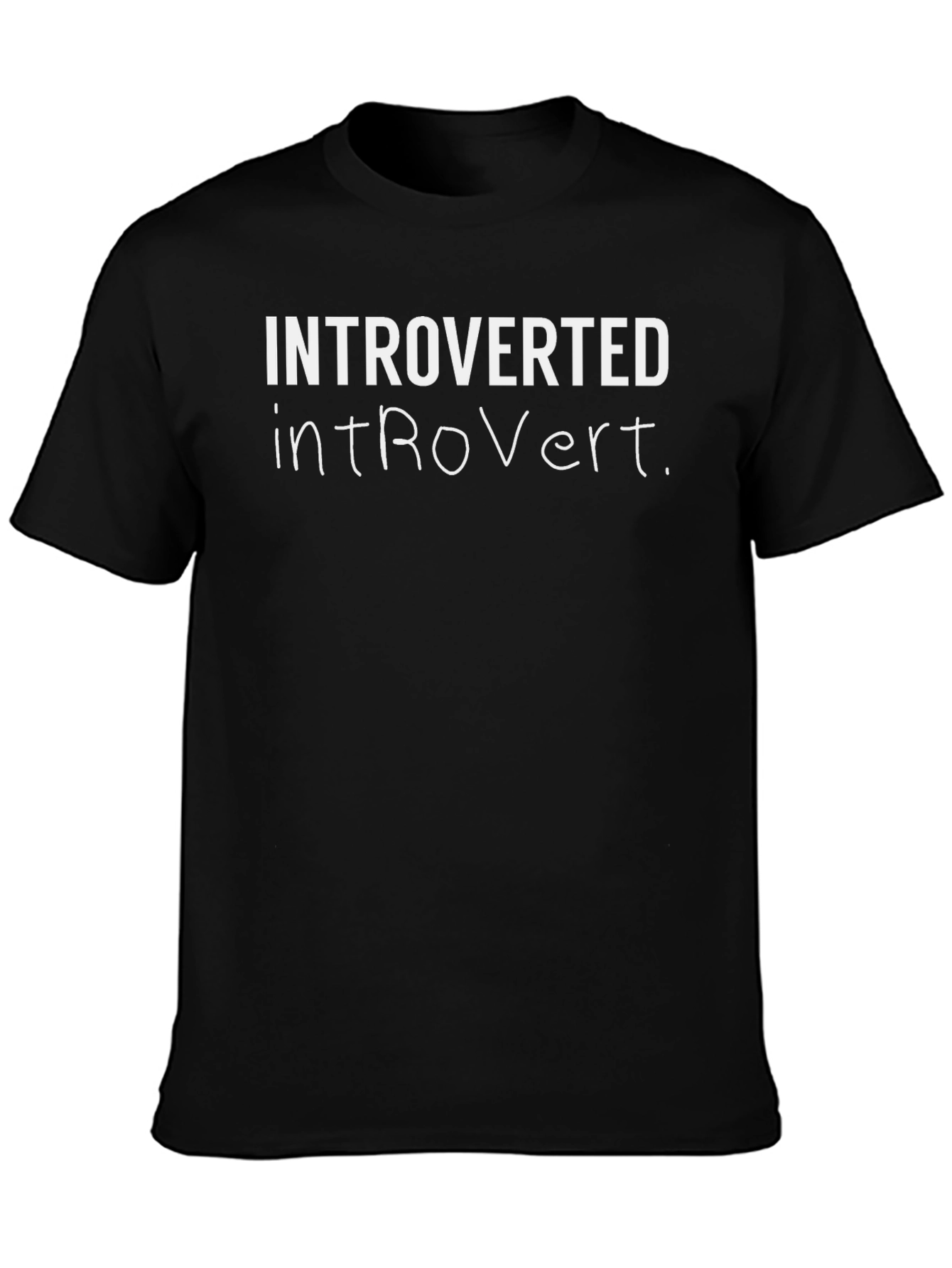 Introverted Tee - Black Cotton Blend Casual Shirt