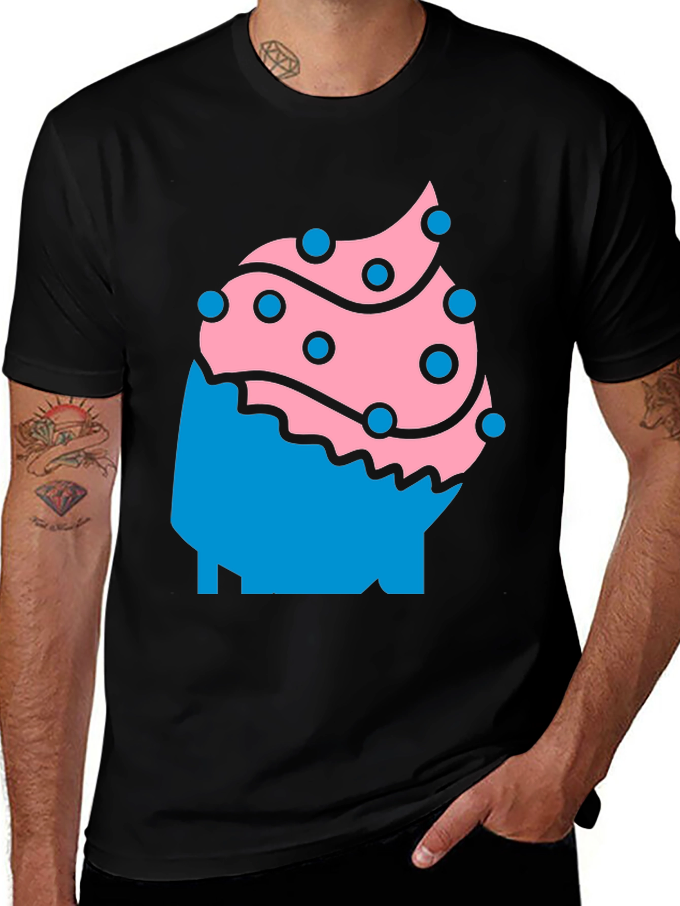 Fun Cupcake Graphic Tee - Black Casual Shirt