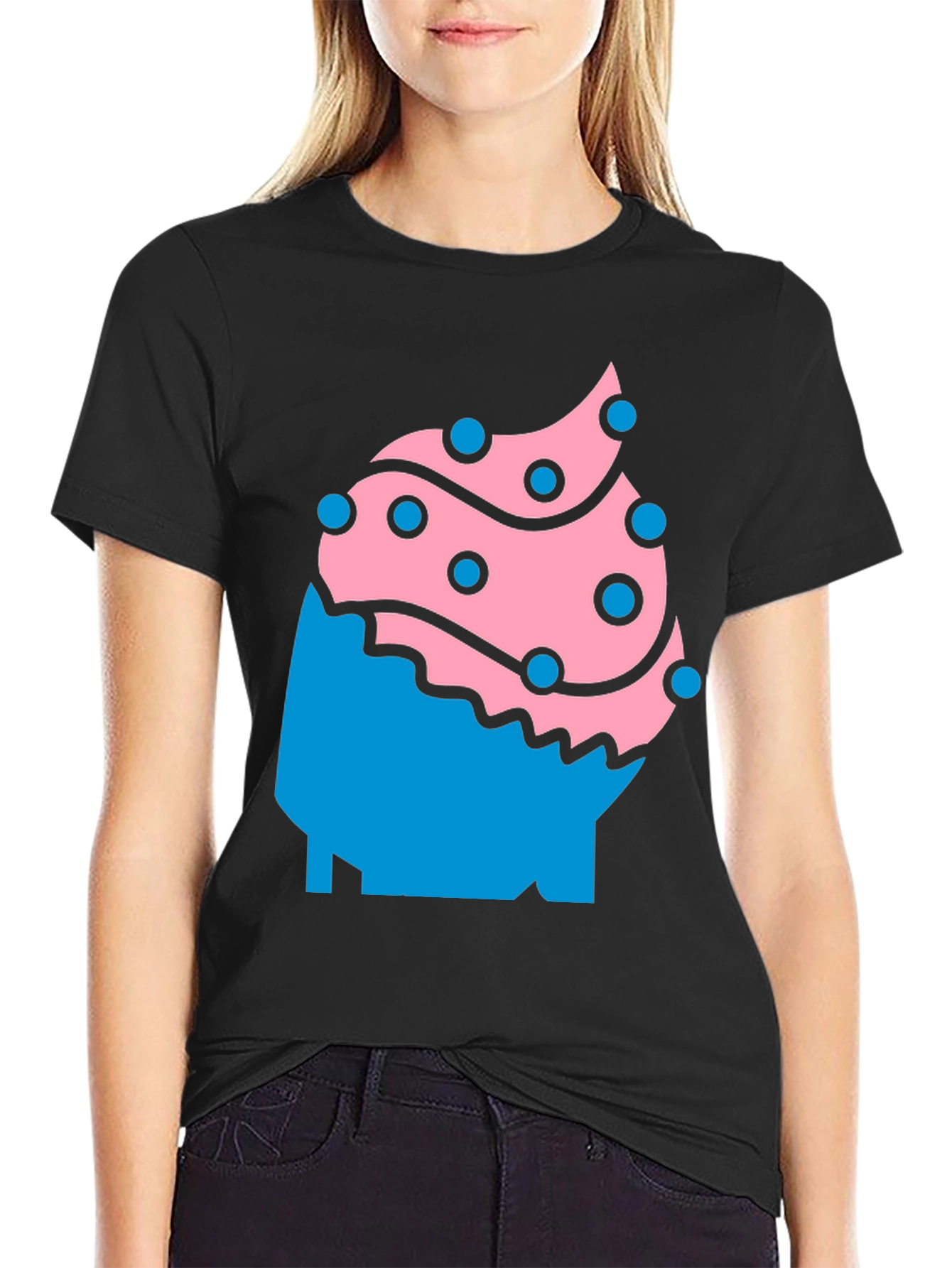 Fun Cupcake Graphic Tee - Black Casual Shirt
