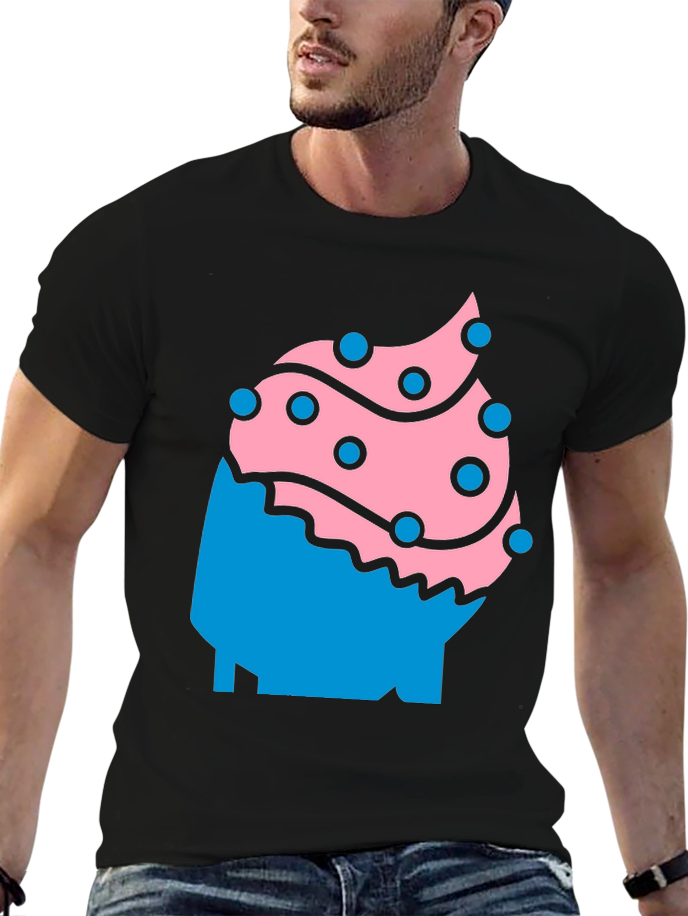 Fun Cupcake Graphic Tee - Black Casual Shirt
