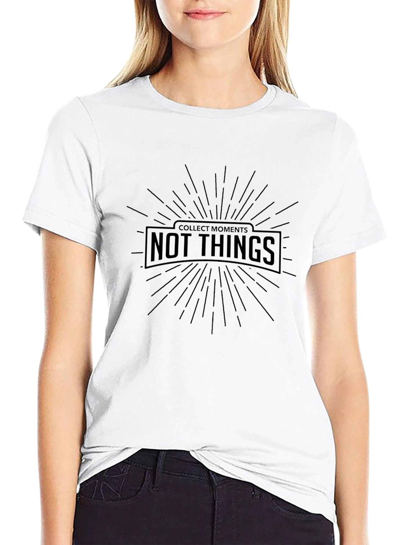 Collect Moments Not Things Black Graphic Tee
