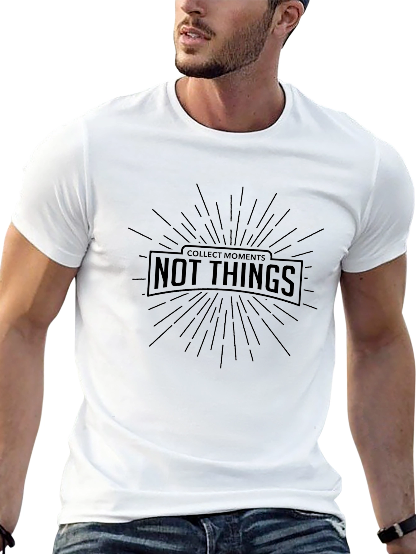 Collect Moments Not Things Black Graphic Tee