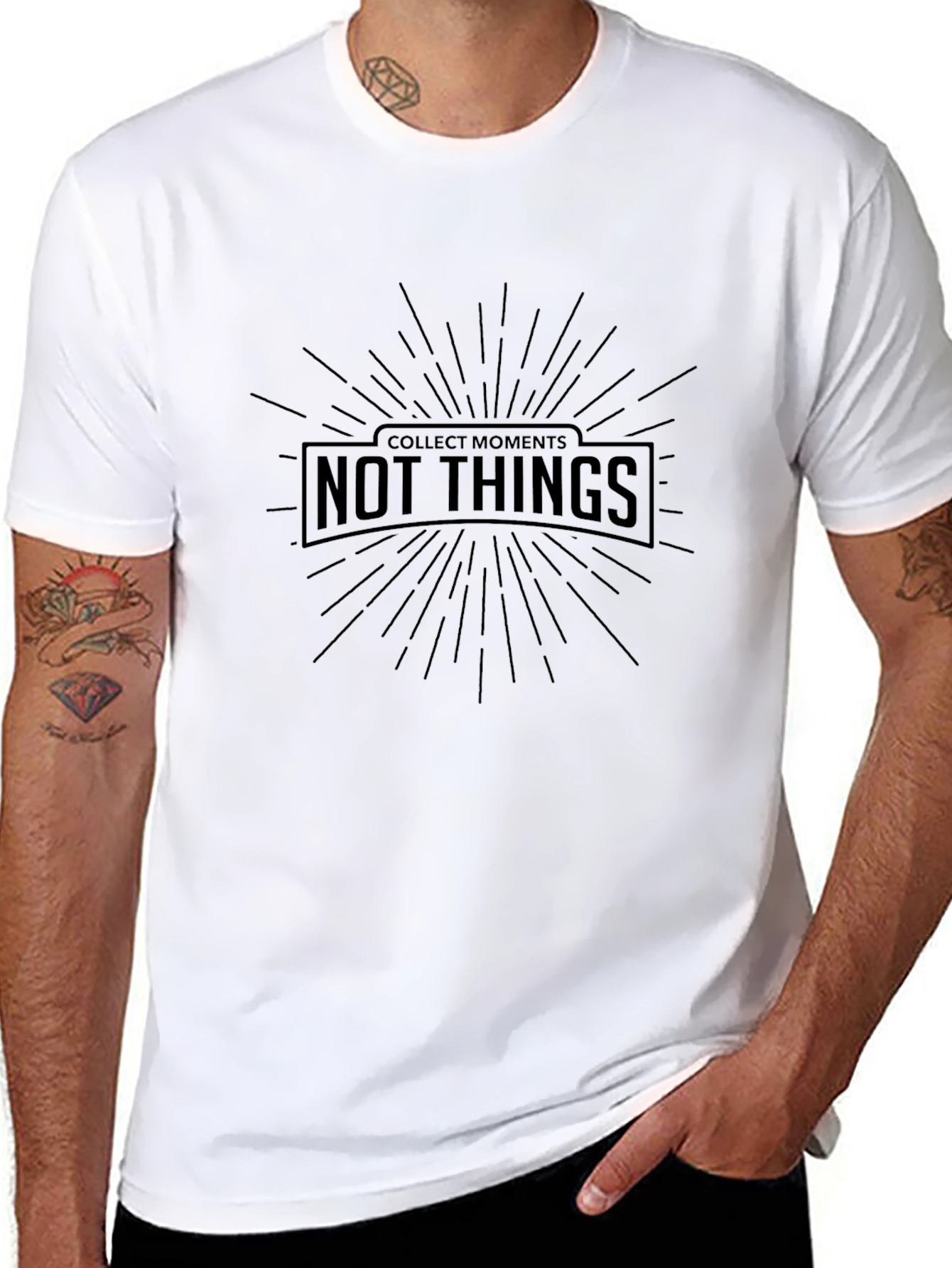 Collect Moments Not Things Black Graphic Tee