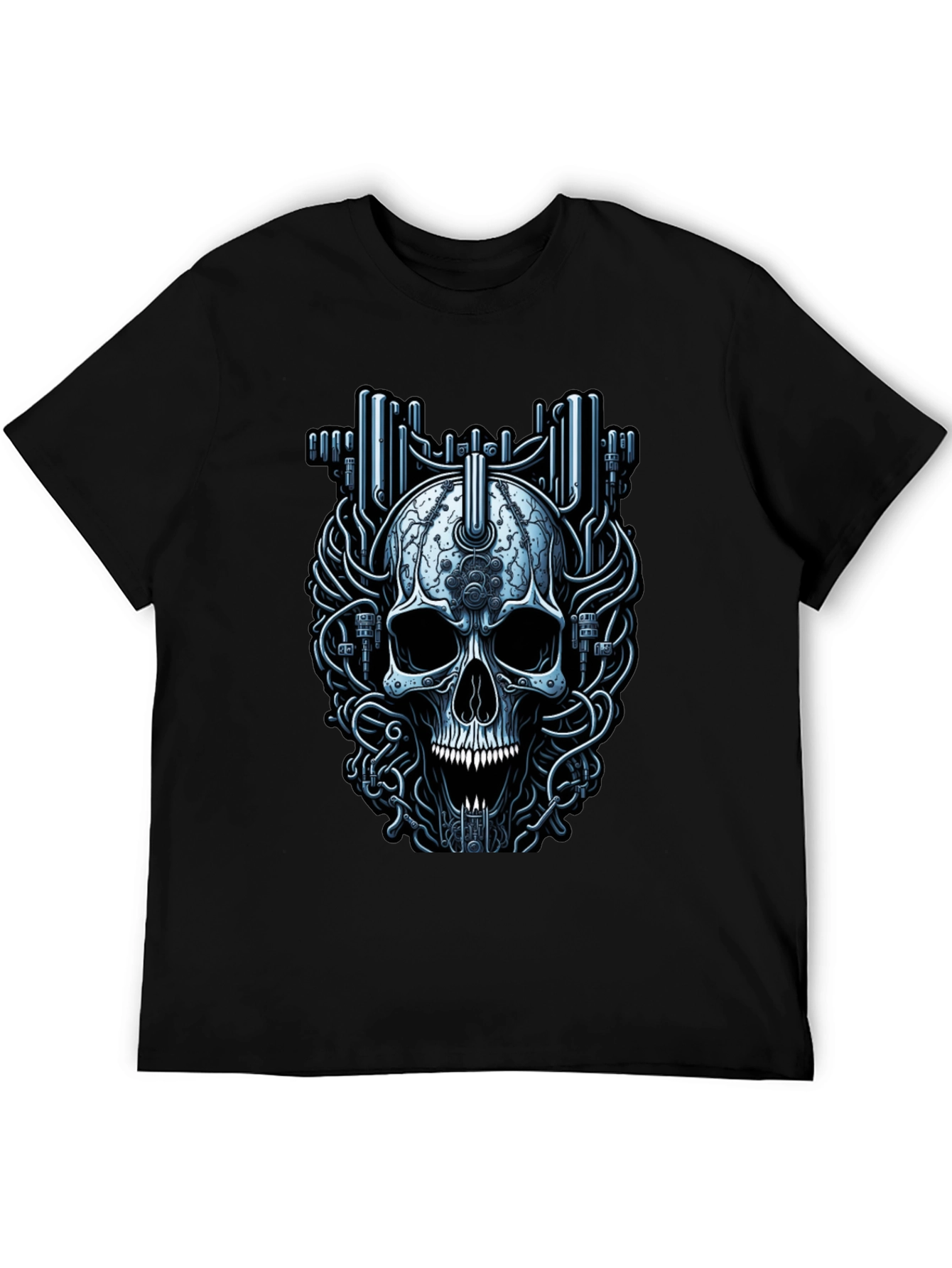 Cyberpunk Skull Graphic T-Shirt