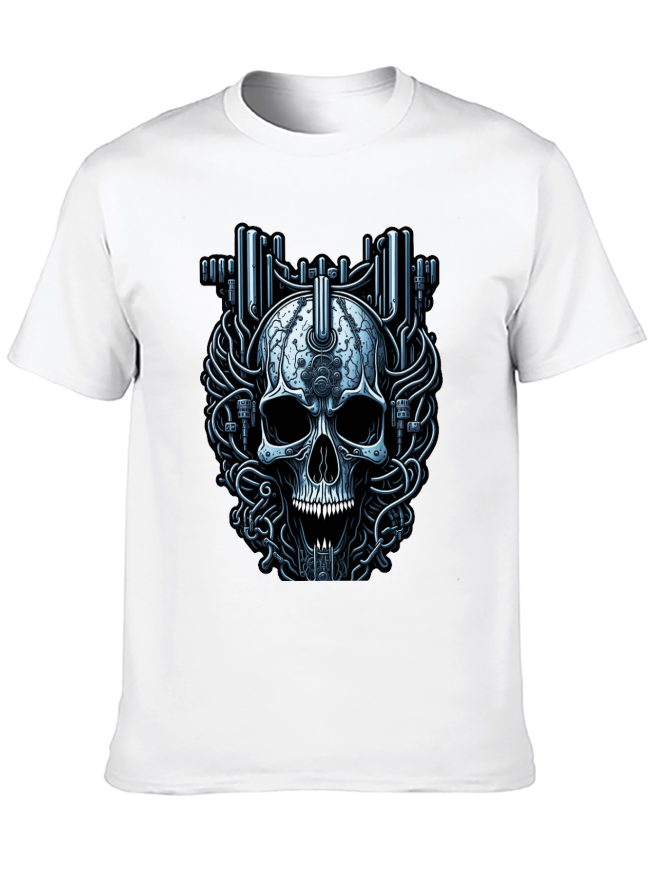 Cyberpunk Skull Graphic T-Shirt