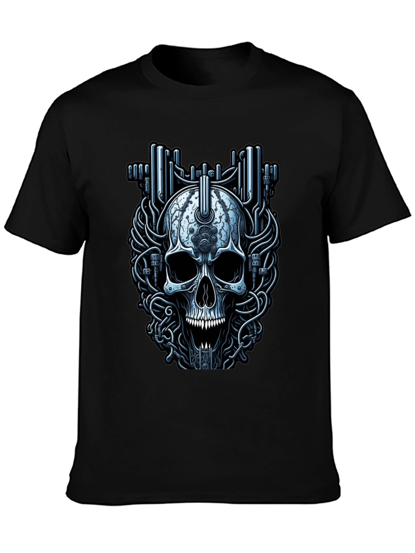 Cyberpunk Skull Graphic T-Shirt