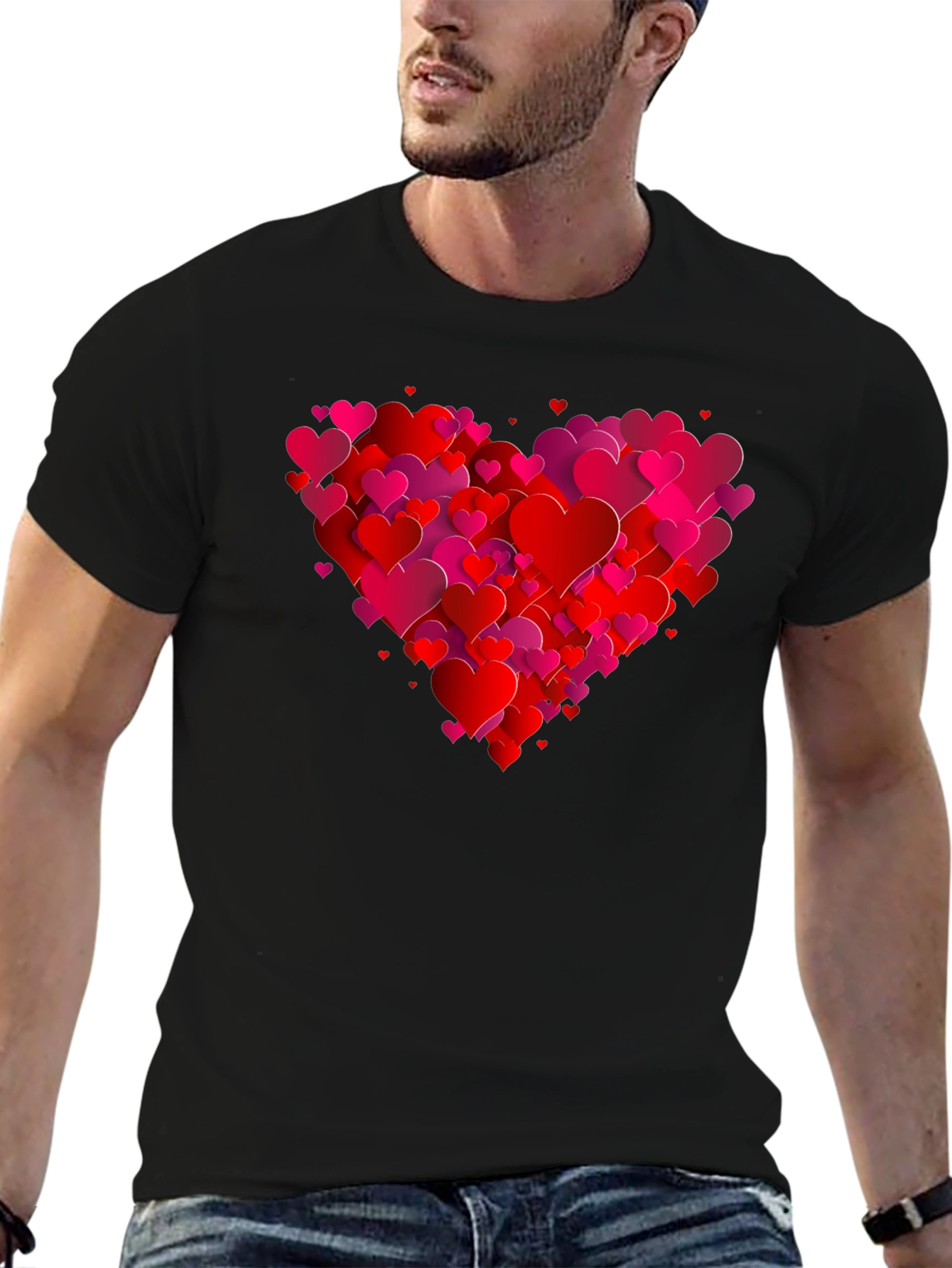 Heart Graphic Black T-Shirt - Valentines Day