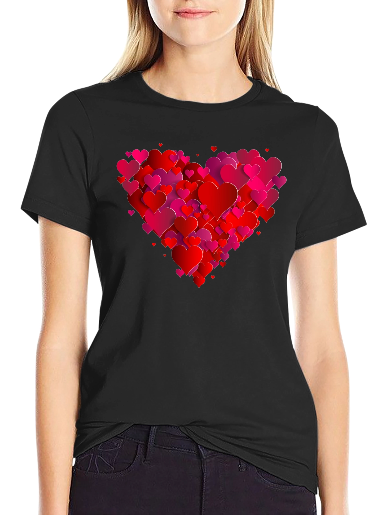 Heart Graphic Black T-Shirt - Valentines Day