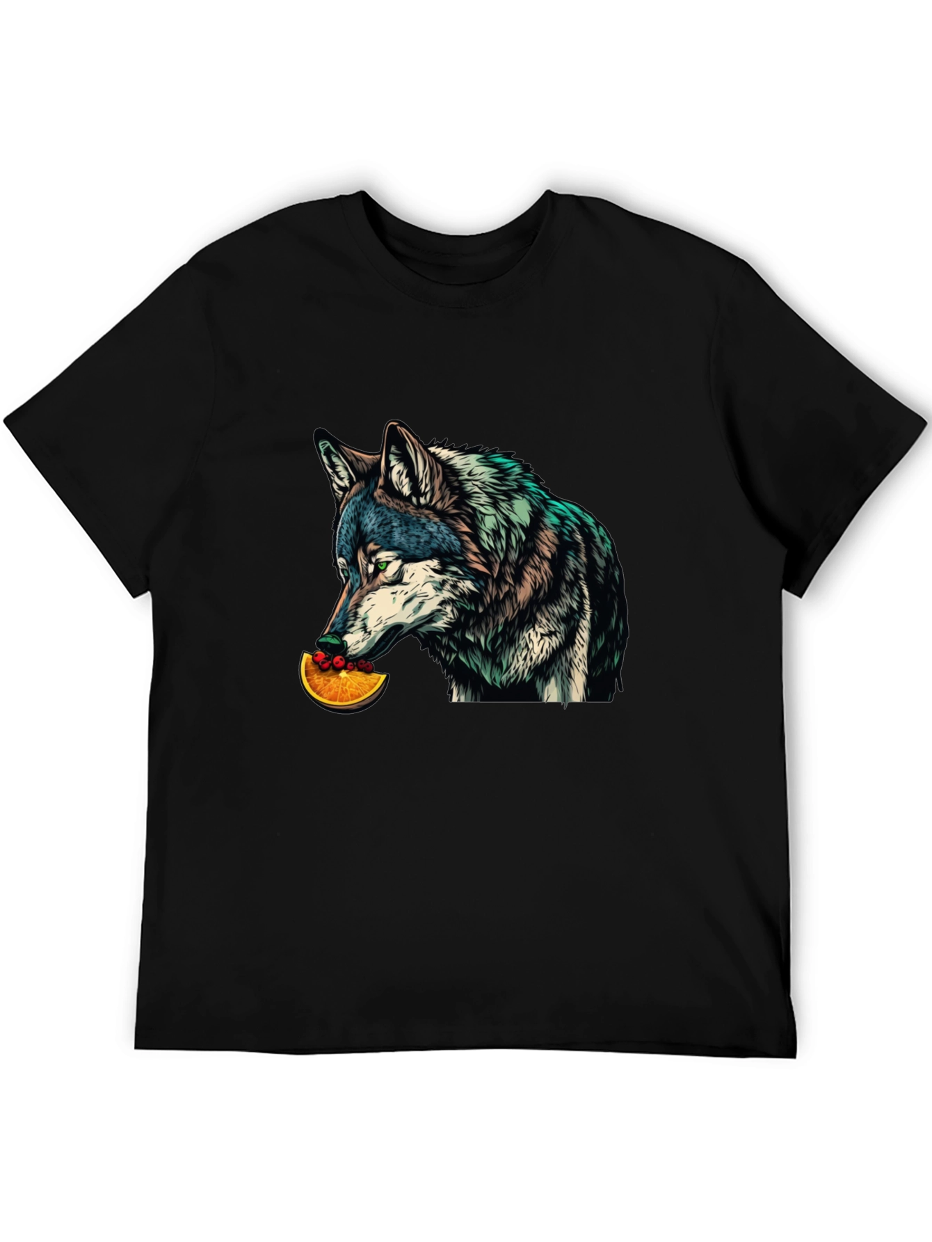 Wolf Eats Orange Slice Graphic T-Shirt