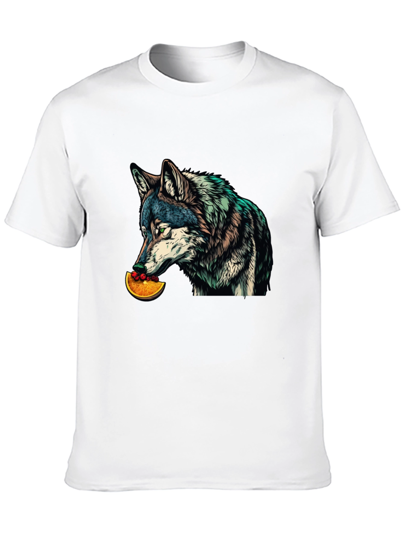 Wolf Eats Orange Slice Graphic T-Shirt