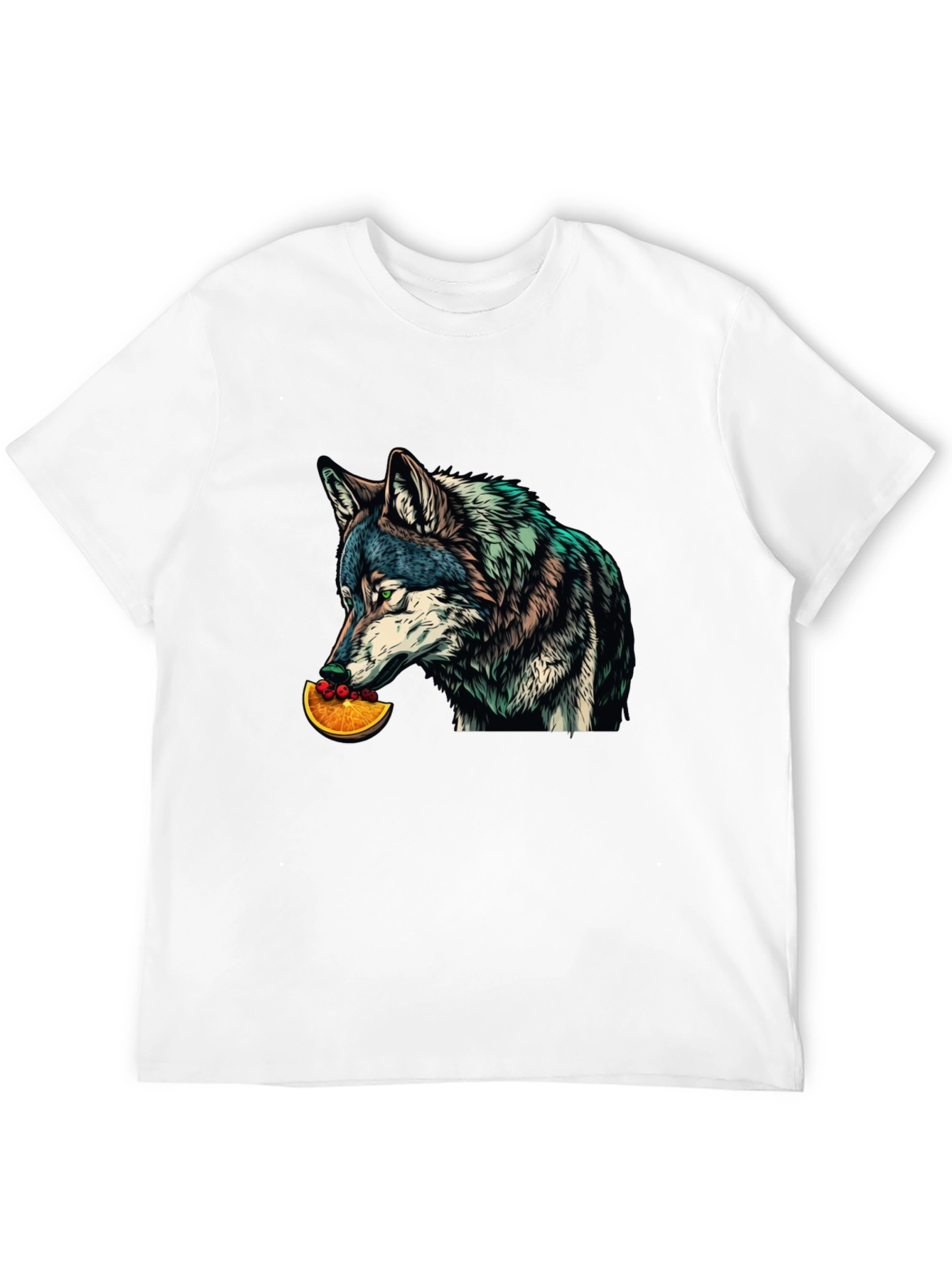 Wolf Eats Orange Slice Graphic T-Shirt