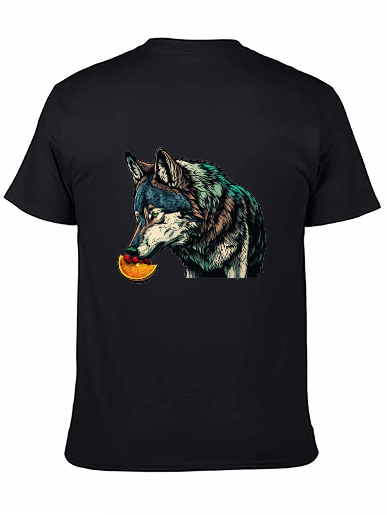 Wolf Eats Orange Slice Graphic T-Shirt