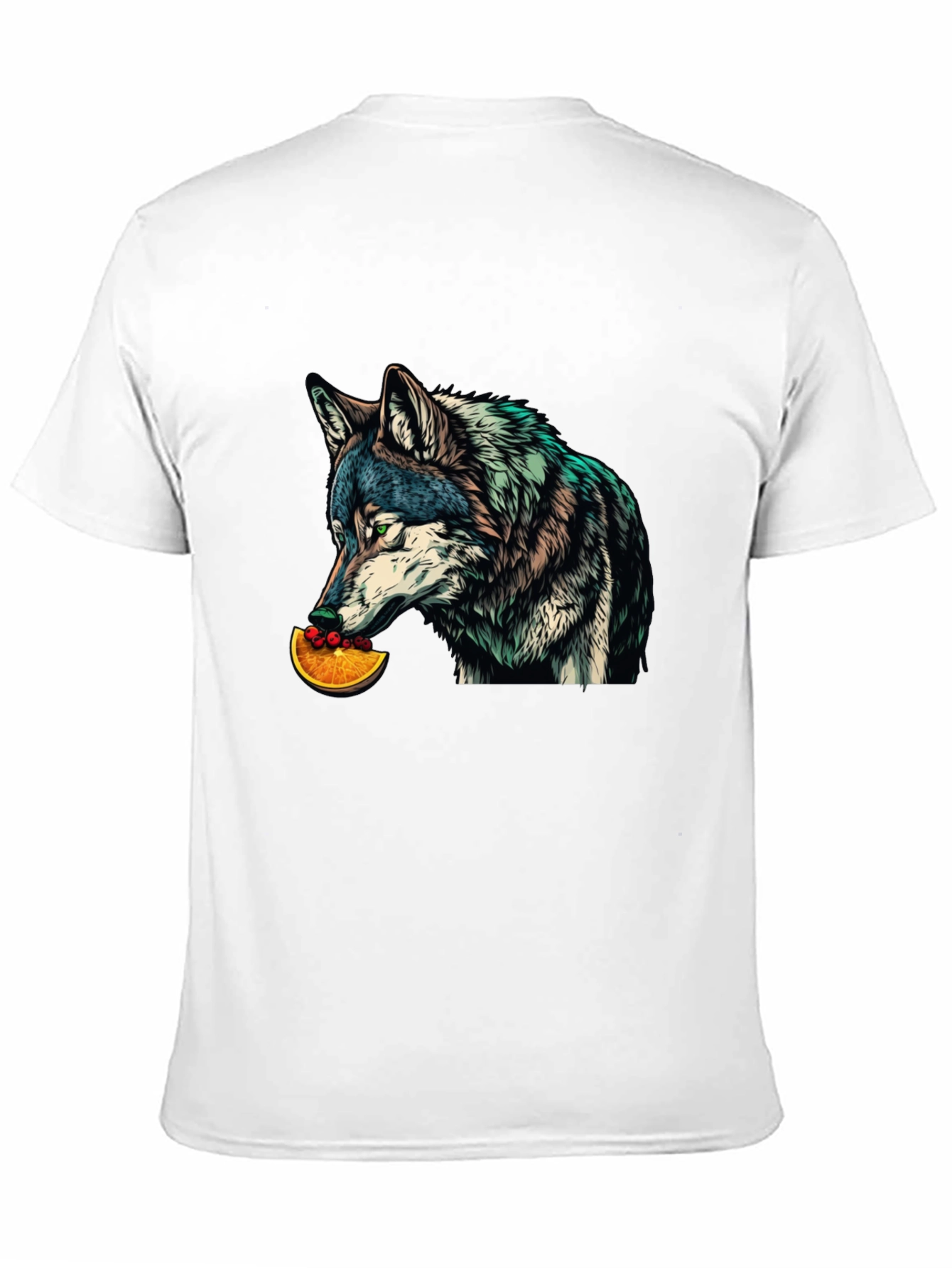 Wolf Eats Orange Slice Graphic T-Shirt