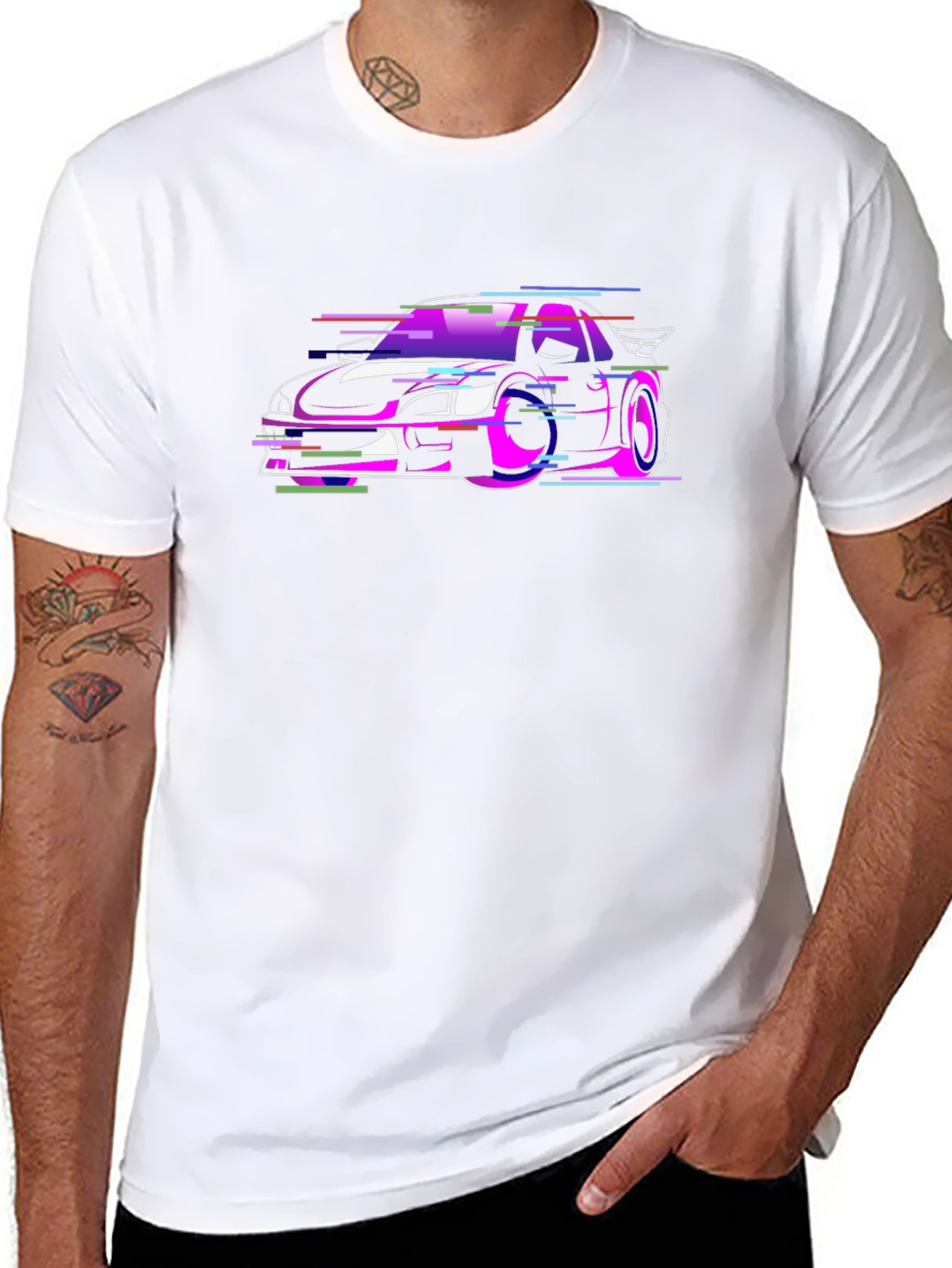 Vaporwave Car Graphic Black T-Shirt