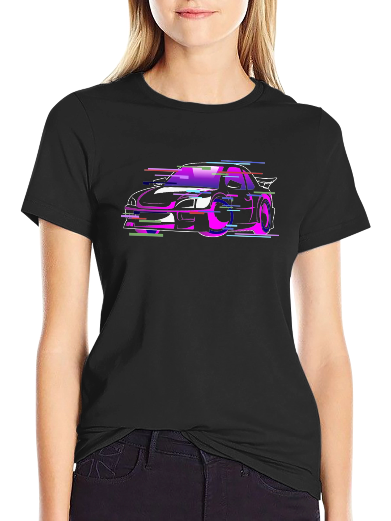Vaporwave Car Graphic Black T-Shirt