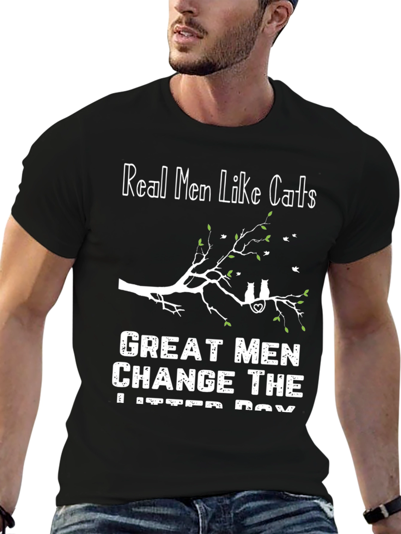 Real Men Like Cats T-Shirt Funny Cat Lover Tee
