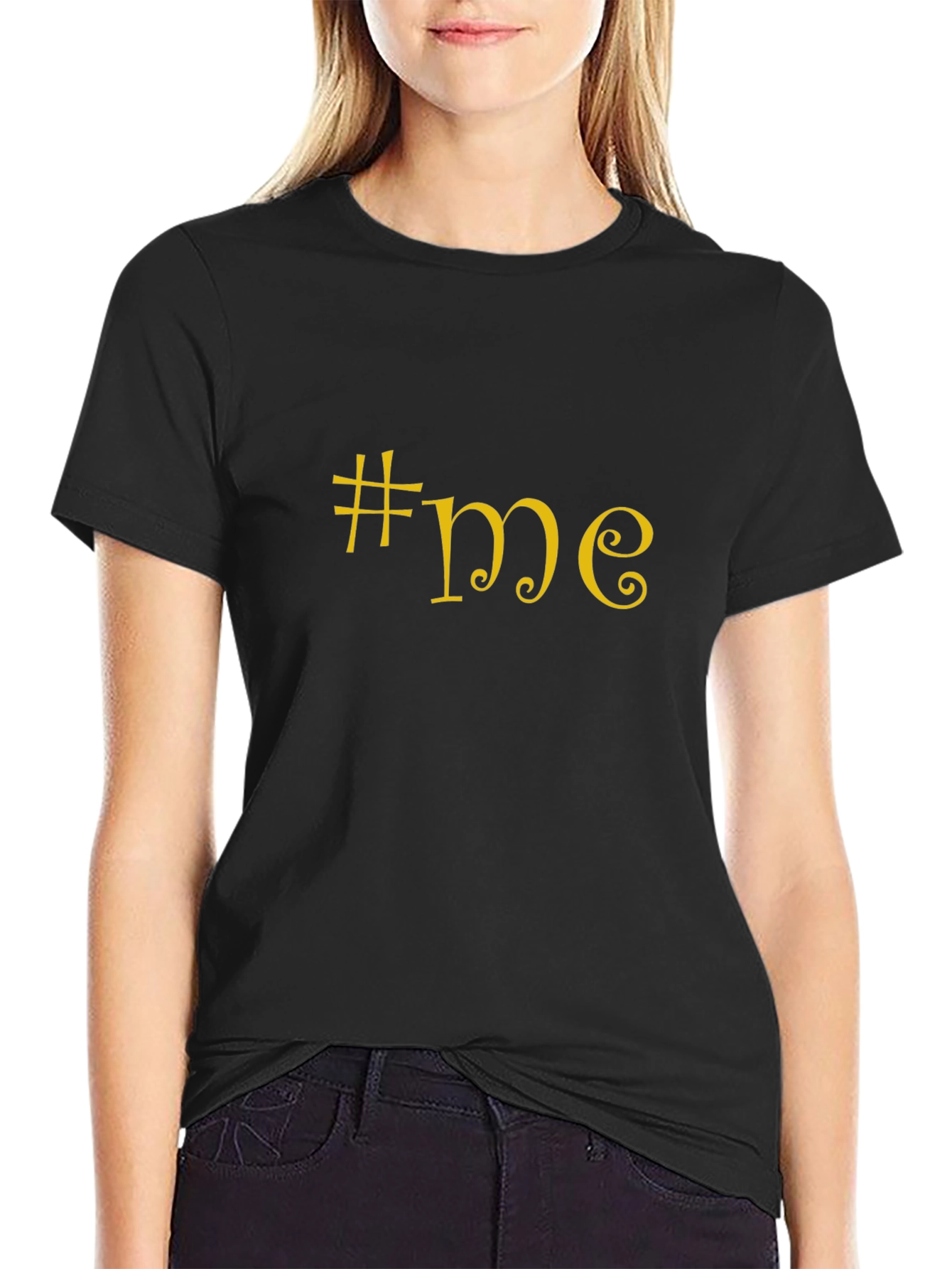 #me Black Cotton Tee - Trendy & Comfortable