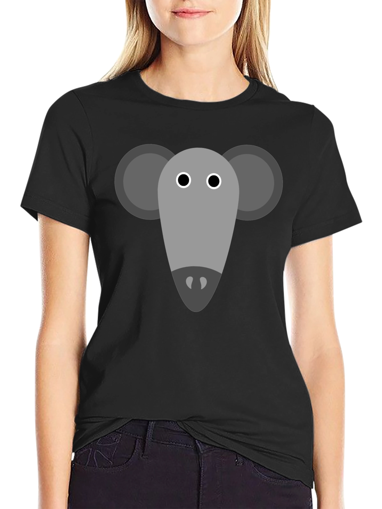 Mouse Graphic Tee - Black Cotton Casual Shirt
