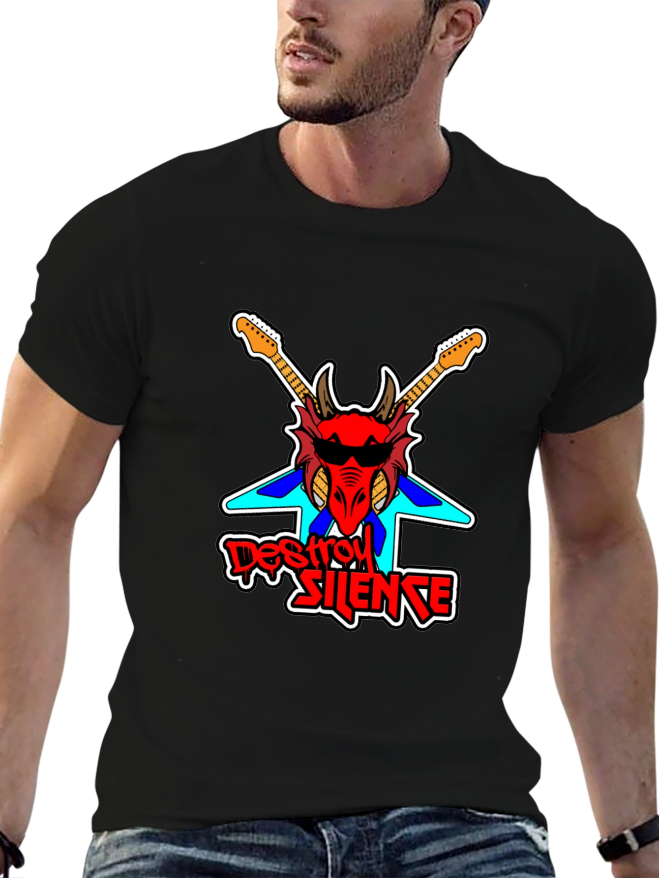 Destroy Silence Dragon Graphic Black T-Shirt